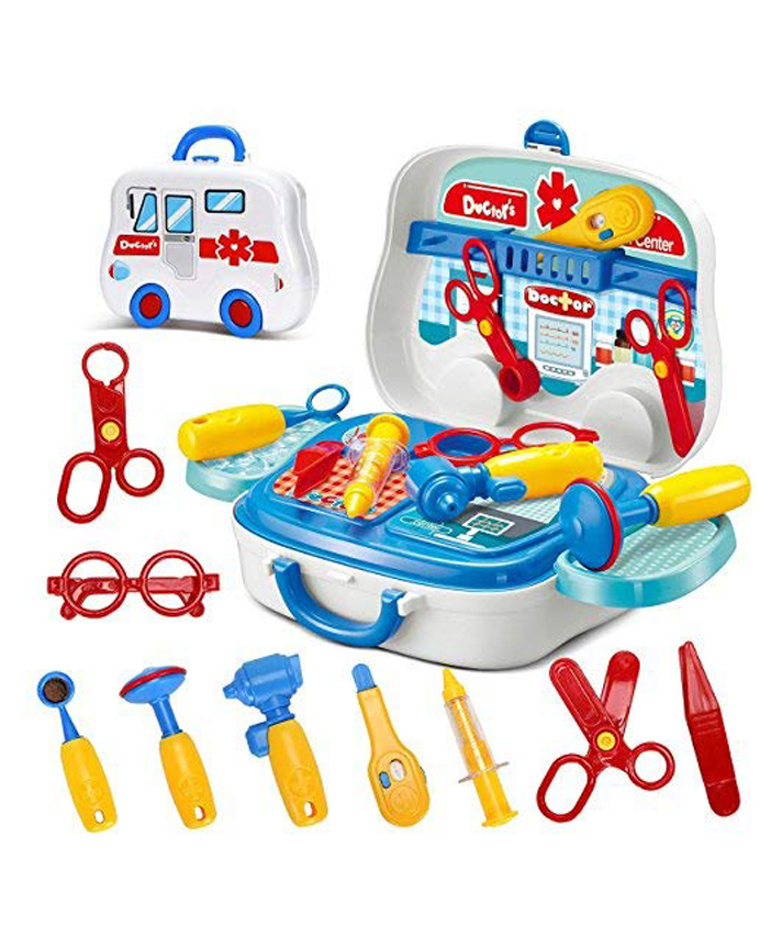 Magicwand Pretend Play Carry Along Doctor Play Set for KidsNo Stethoscope 14 Pcs & 7 Stickers-picture-1