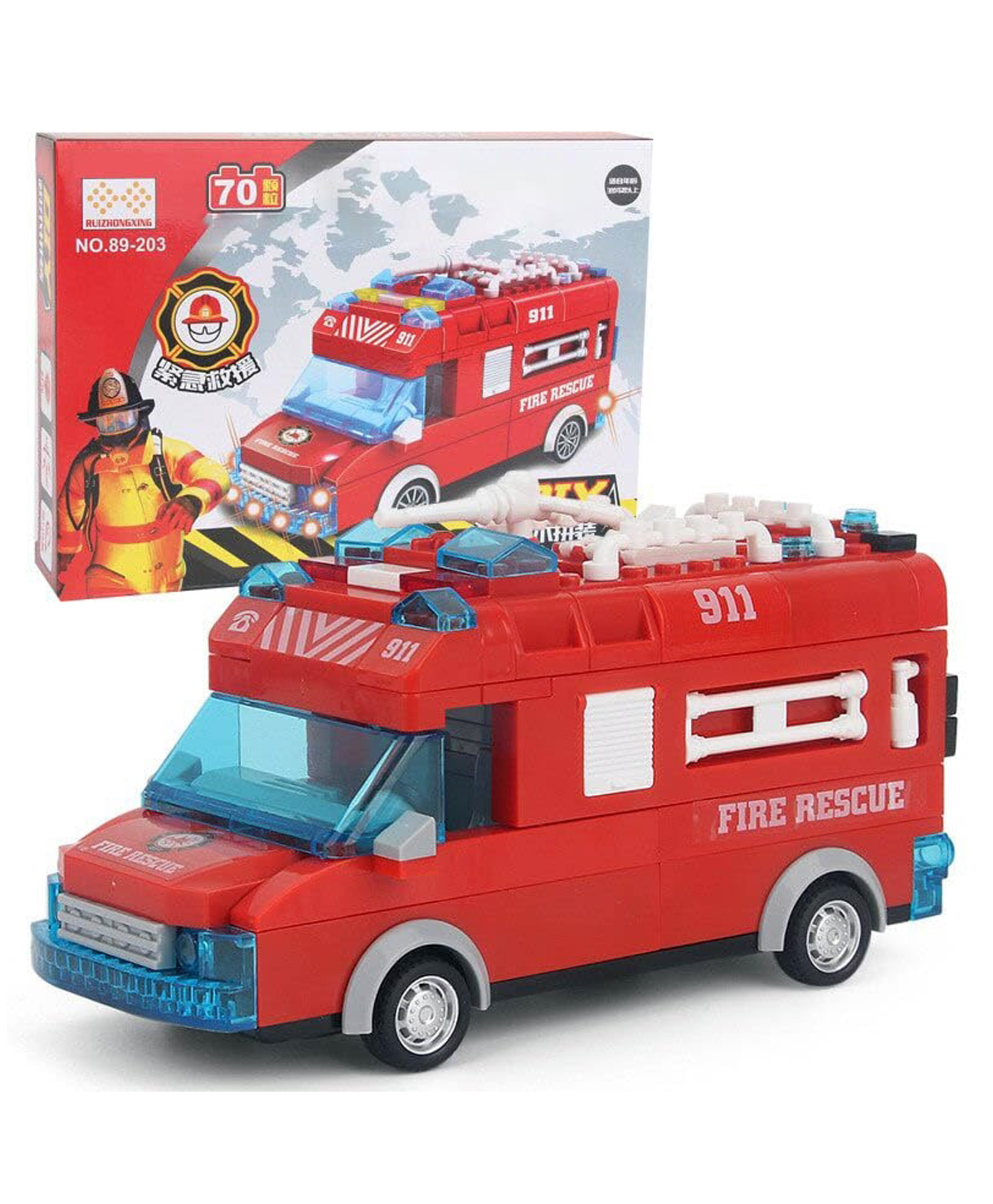 Magicwand Lego Compatible Toy Building Block Educational Fire Engine Construction Learning Blocks Set For Kids70 Pcs Multi-Colored-picture-49