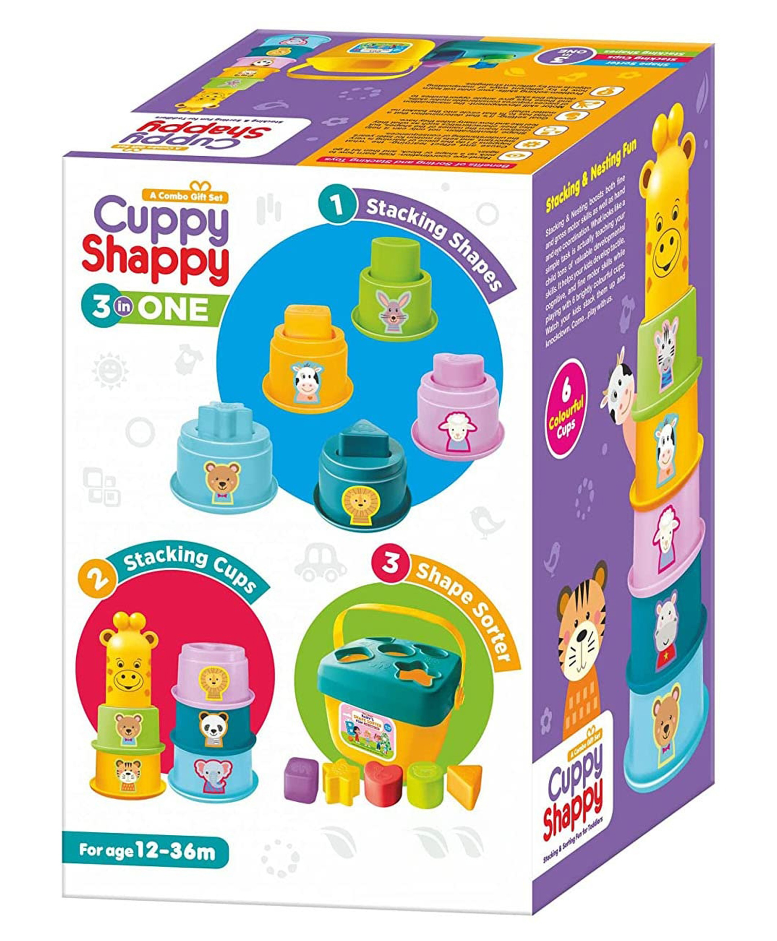 Magicwand Plastic Cuppy Shappy 3-in-1 for Baby & Toddlers Educational ToyMade in India Pack of 3 Items Multi-Colored-picture-19