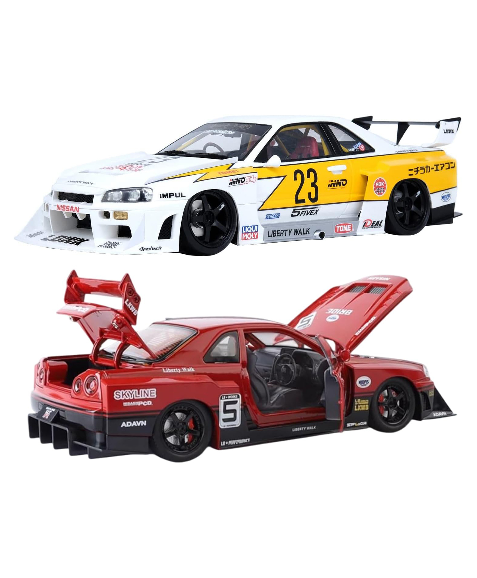 Magicwand 1:24 Scale Die-Cast Nisssan SkylineLarge] with 4 Openable Doors,Pull Back Action,Lights,MusicPack of 1-picture-12