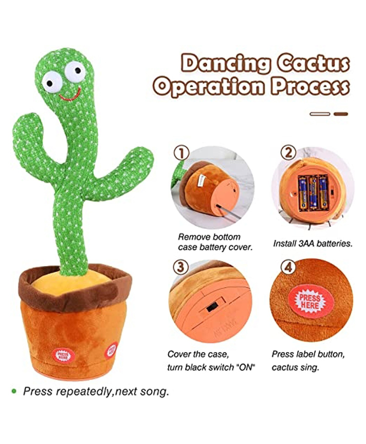 Magicwand Rechargeable Fur Electronic Dancing, Singing Plush Toy Cactus with Lighting & Recording Function Repeats What is Said][Multicolored][Pack of 1 Pc]-picture-13