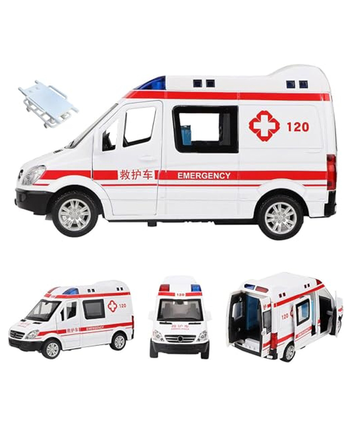 Magicwand 1:32 Scale Die-Cast Ambulance with Stretcher Openable Doors & Pull Back Action,Music & Lights-image-14