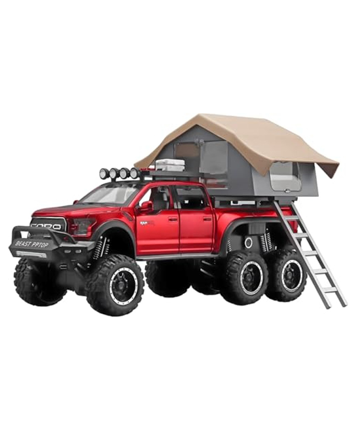 Magicwand 1:24 Scale Die-Cast Raptor CampingFire Red Large with 6 Openable Doors,Pull Back Action, Working Lights,Movable Front Wheels & Working HornPack of 1-picture-44