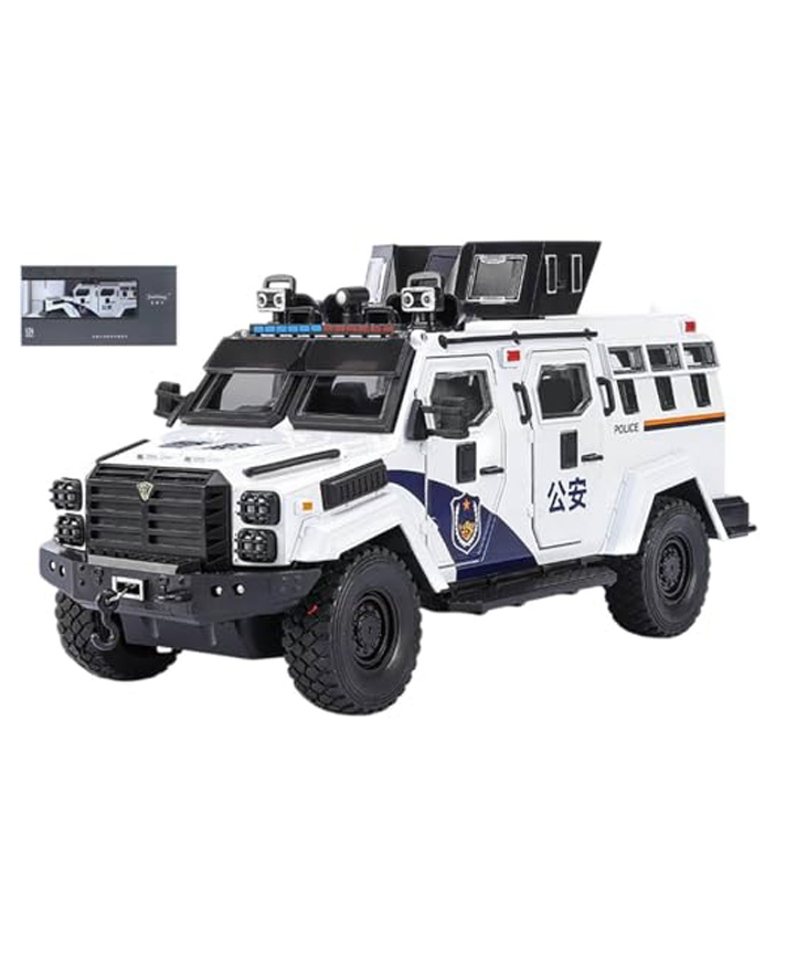 Magicwand 1:24 Scale Die-Cast Metal Saber-Tooth Armored TruckLarge with Openable 11 Small Windows & Doors,Lights & Music & Working SteeringSnow White Pack of 1-image-1