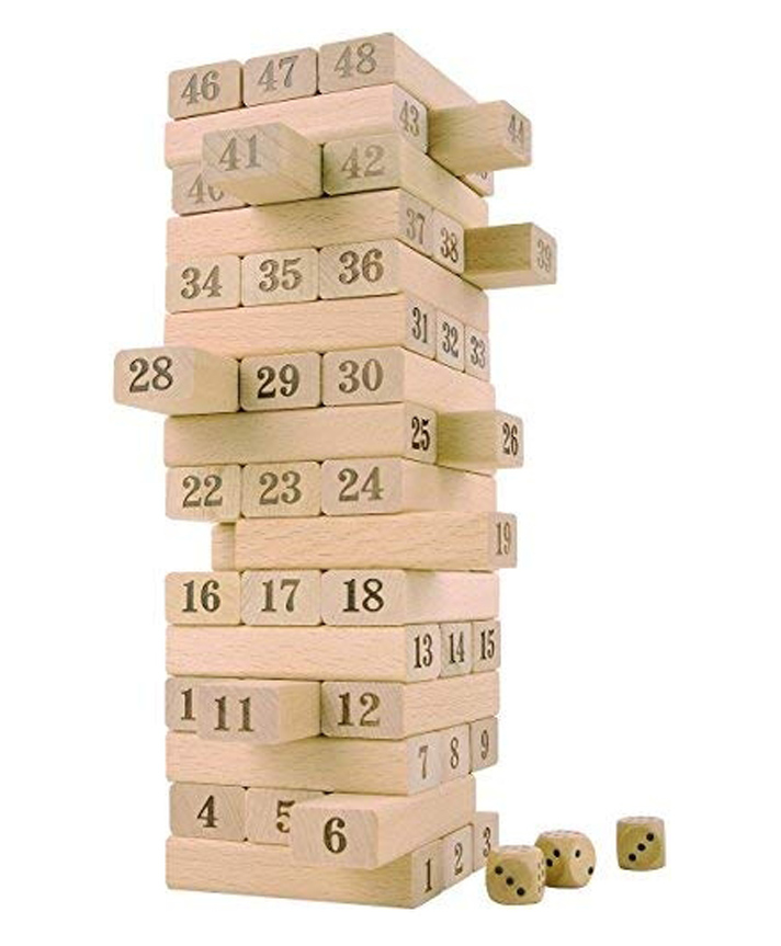 Magicwand 54 Pcs Wooden Stacking Blocks Toy with 4 Dices Blocks ToyPack of 1 Set Wooden ...-picture-7