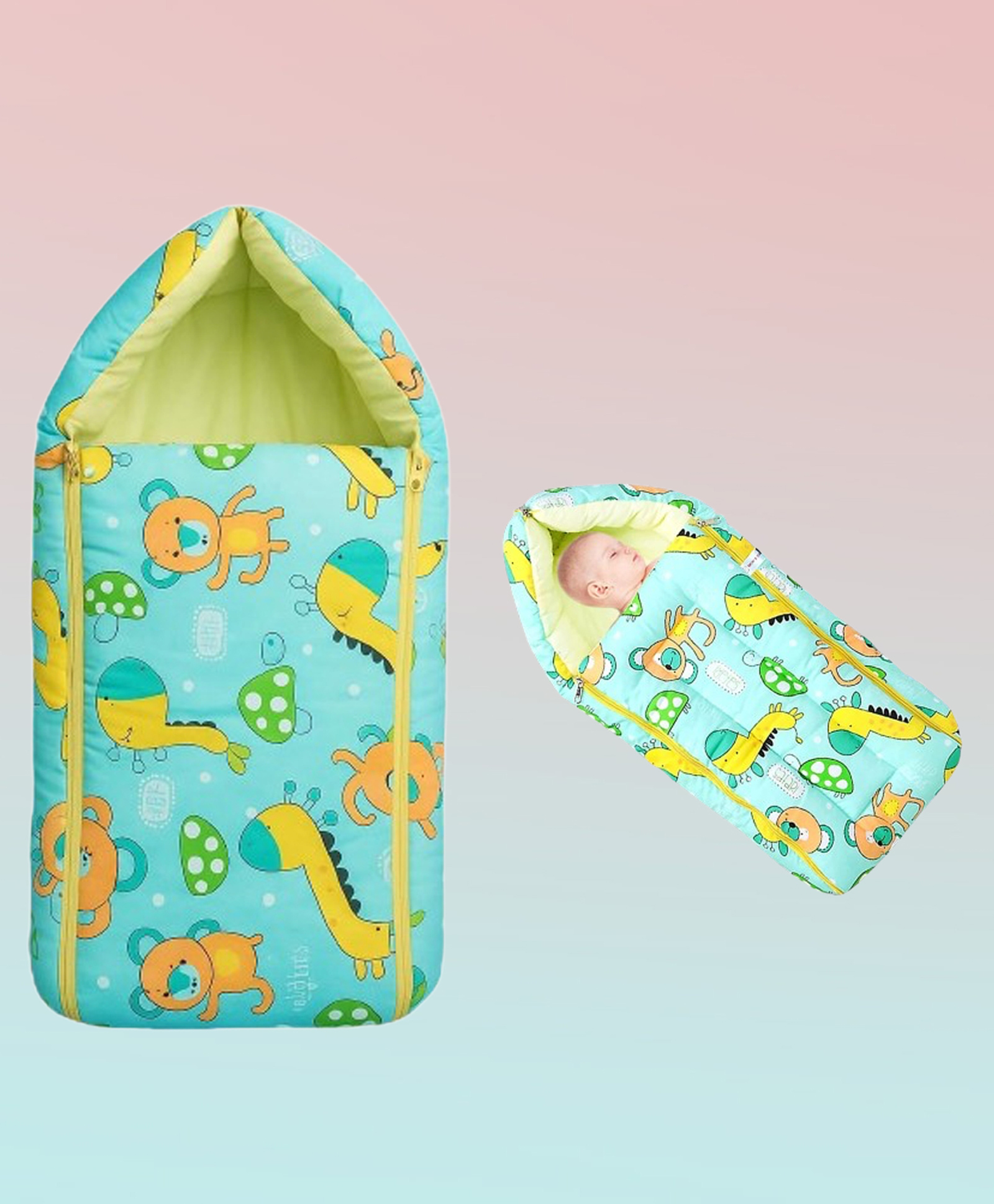 Safe-O-Kid Baby Sleeping & Carry Nest (06 Months) | Cotton Fabric, Zipper Closure, Travel-Friendly Baby Bed, Foldable Bedding for Newborns, Green-image-26