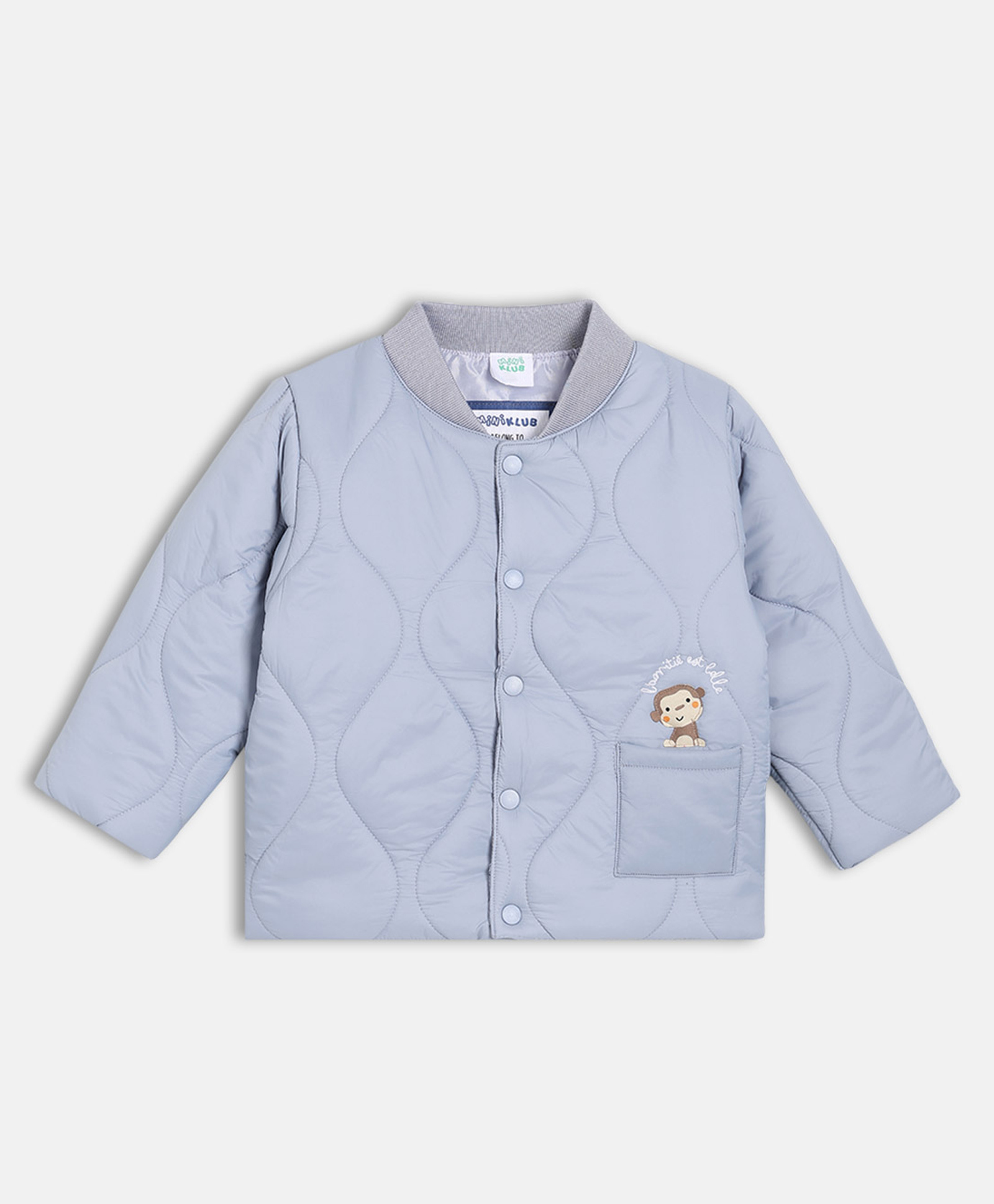 MINI KLUB Cotton Woven Full Sleeves Monkey Patch Detailed Light Winter Jacket - Blue-picture-39