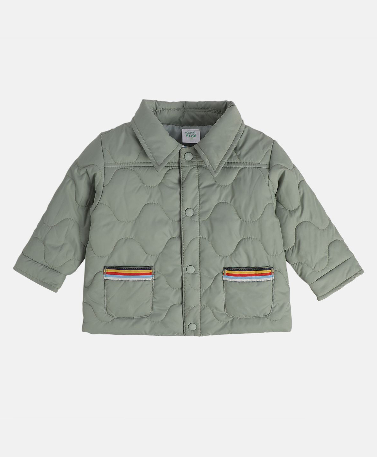 MINI KLUB Cotton Woven Full Sleeves Solid Light Winter Quilted Jacket - Grey-image-29
