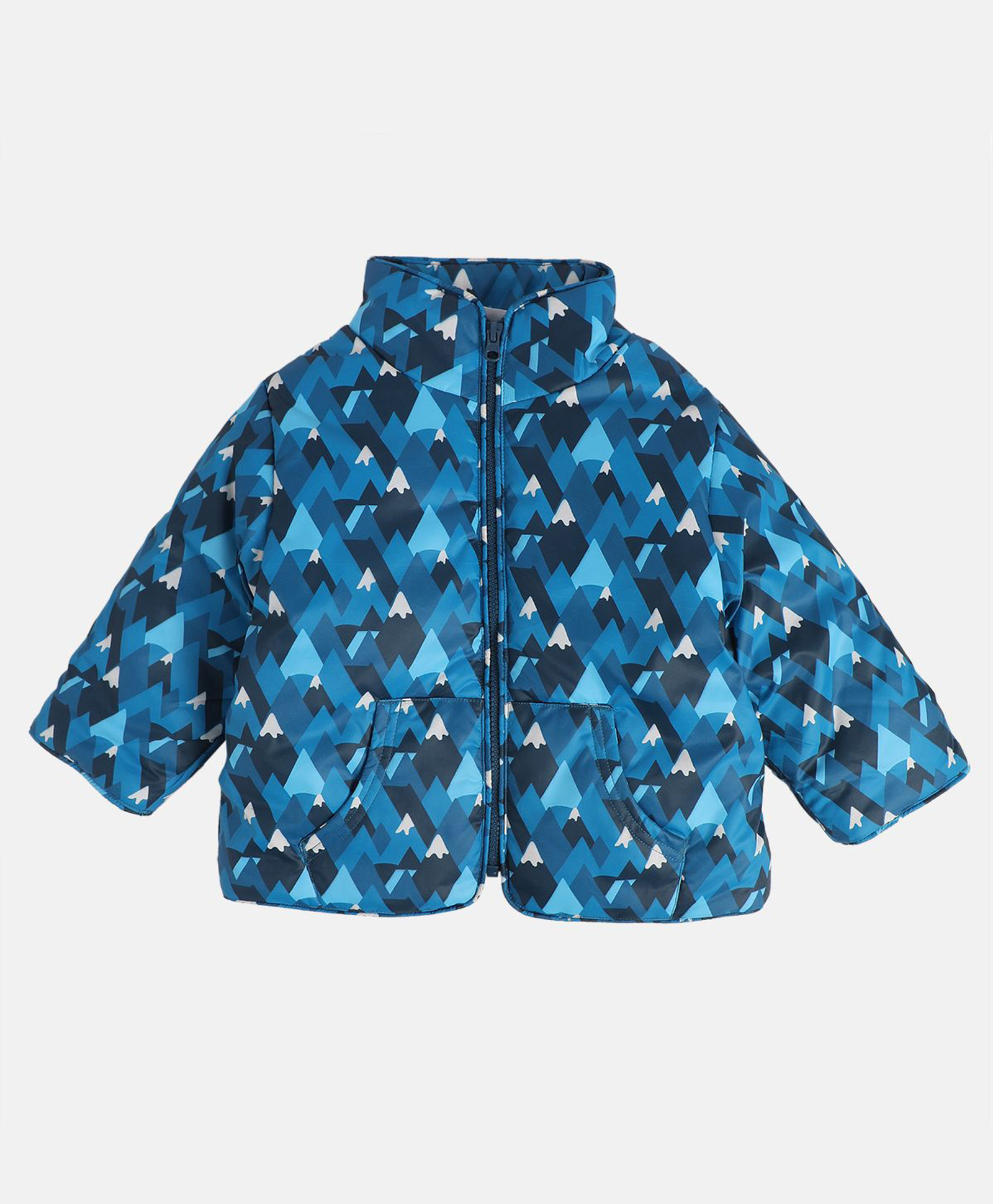 MINI KLUB Cotton Woven Full Sleeves Snowy Mountain Printed Light Winter Jacket - Blue-image-48