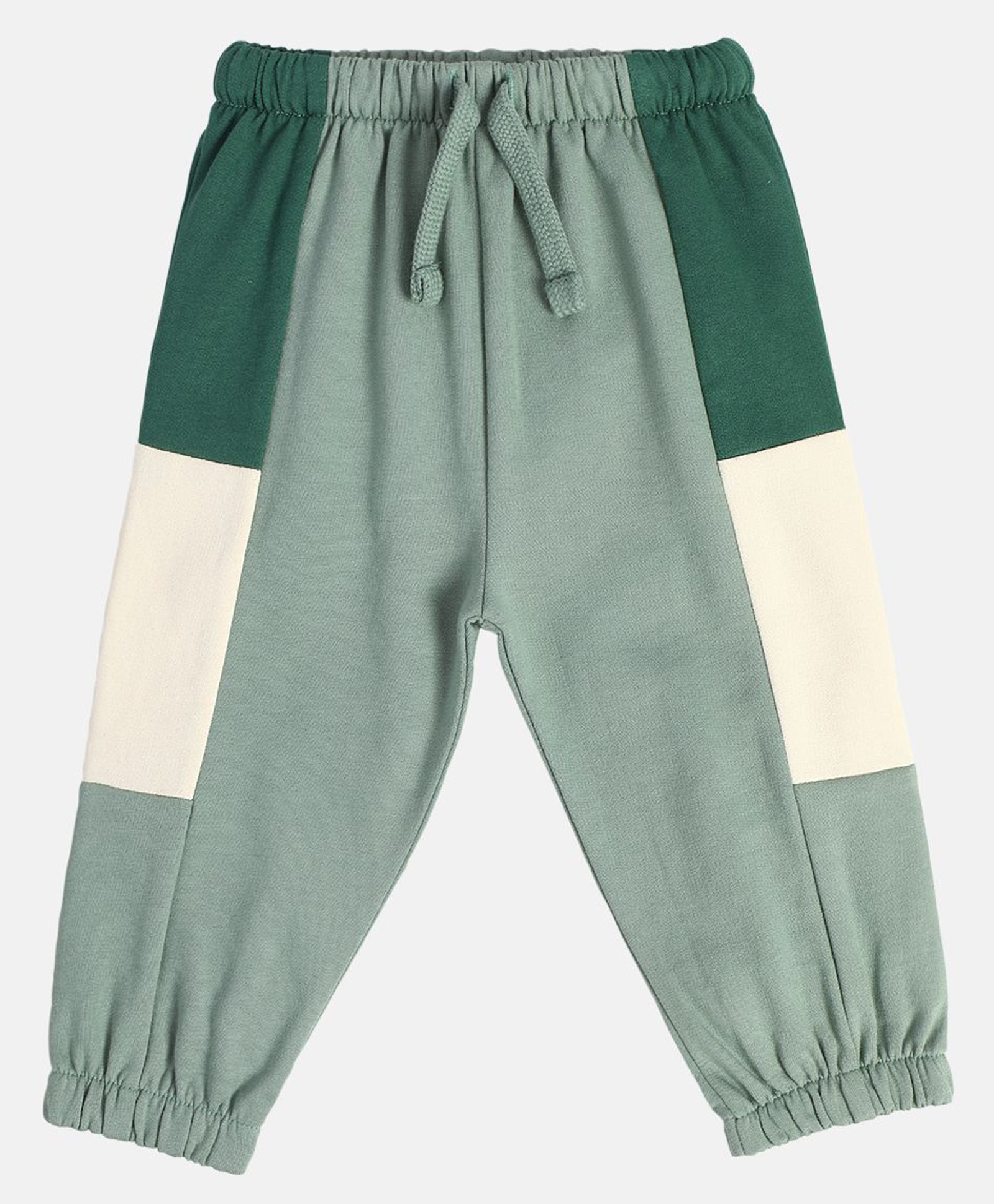 MINI KLUB Cotton Knit Colour Blocked Joggers - Grey & Green-picture-21