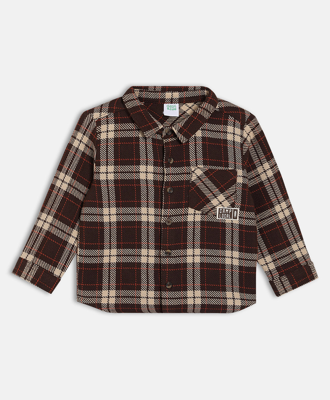 MINI KLUB Cotton Woven Full Sleeves Tartan Checked Shirt - Brown-picture-39