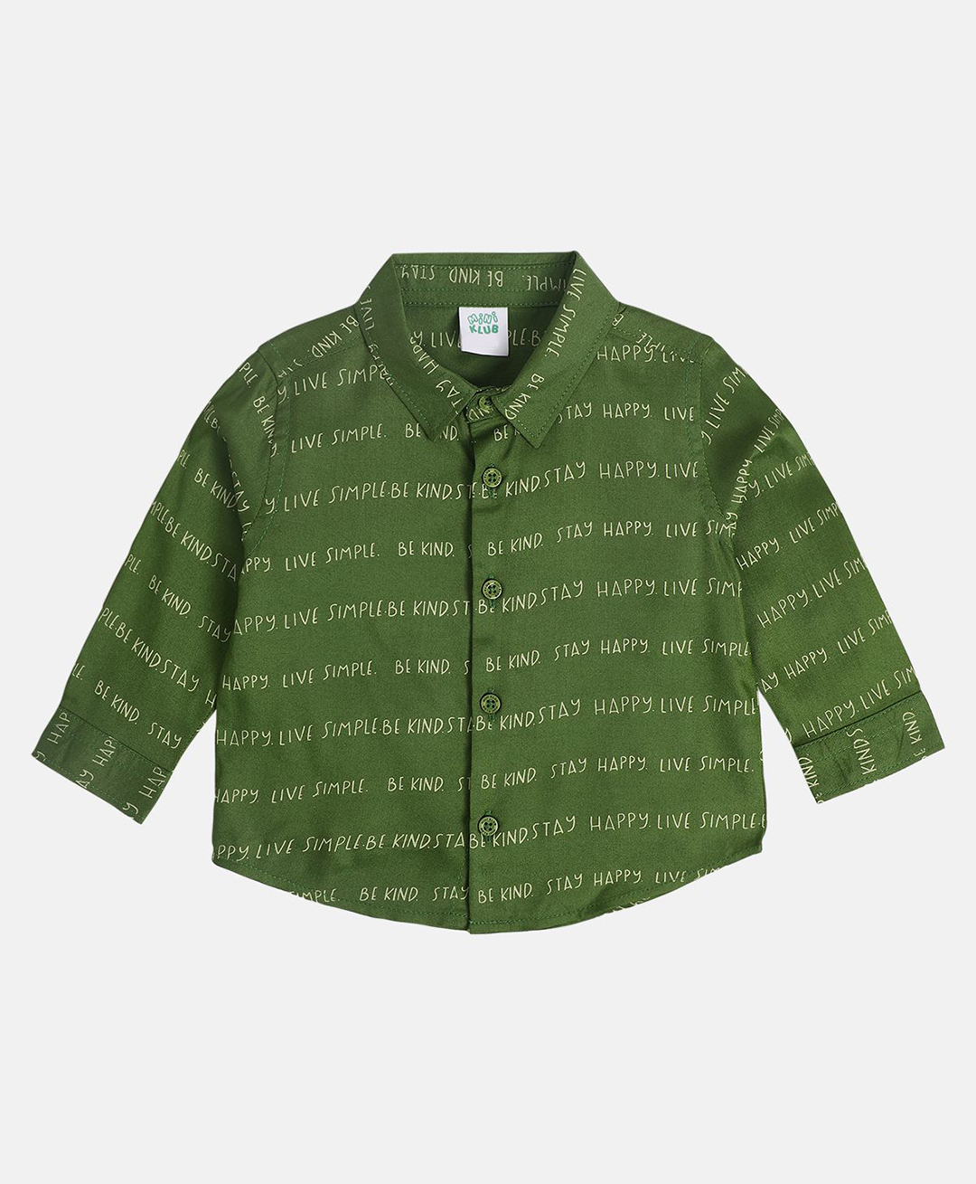 MINI KLUB Cotton Woven Full Sleeves Typography Printed Shirt - Green-picture-27