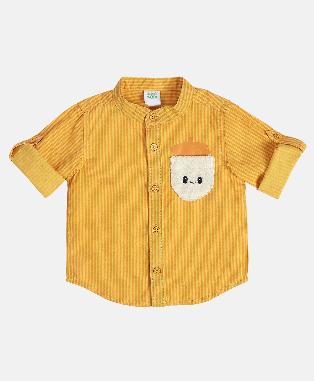 MINI KLUB Cotton Woven Full Sleeves Striped & Abstract Detailed Shirt - Yellow-picture-33