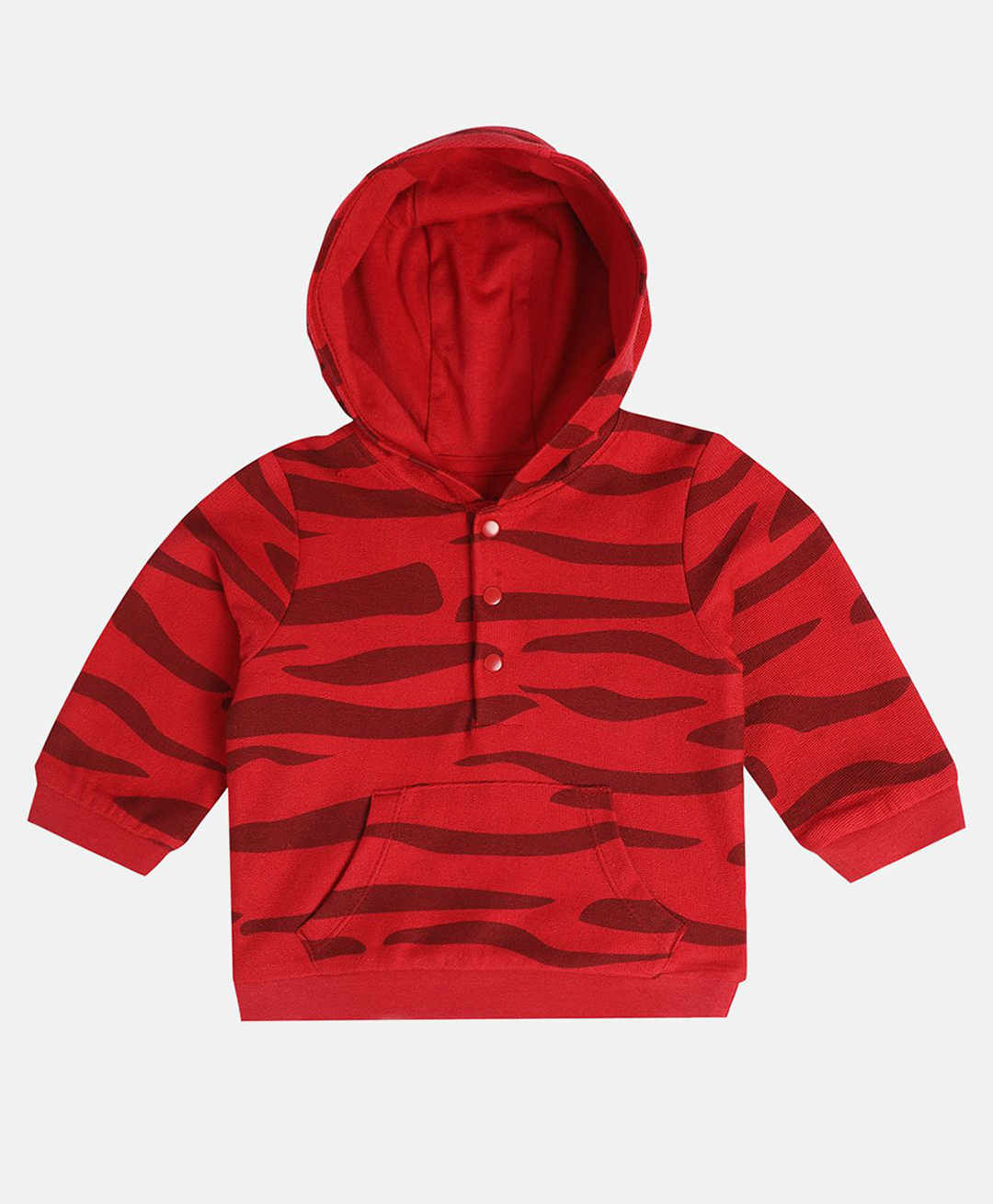 MINI KLUB Cotton Knit Full Sleeves Abstract Printed Hoodie - Red-picture-40