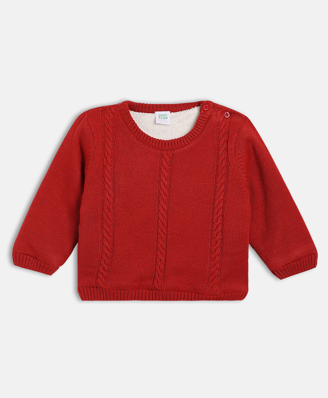 MINI KLUB Cotton Knit Full Sleeves Cable Knit Design Sweater - Red-picture-6