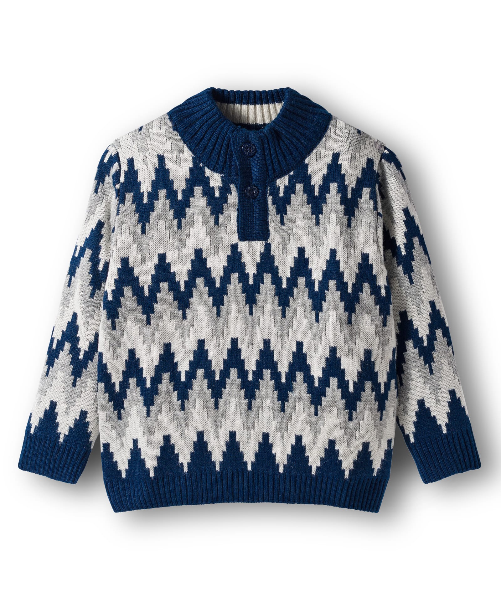 Babyhug Knit Full Sleeves Pullover with Zig Zag Design - Navy Blue-image-46