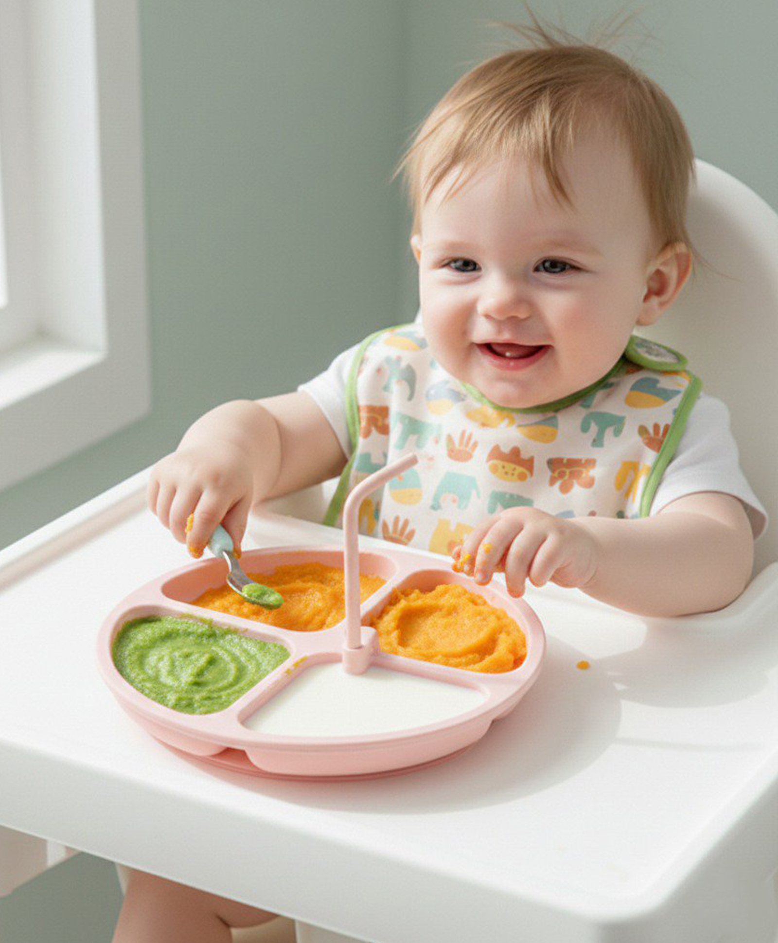 Ortis Silicone Baby Plates with Straw - Pink-image-40