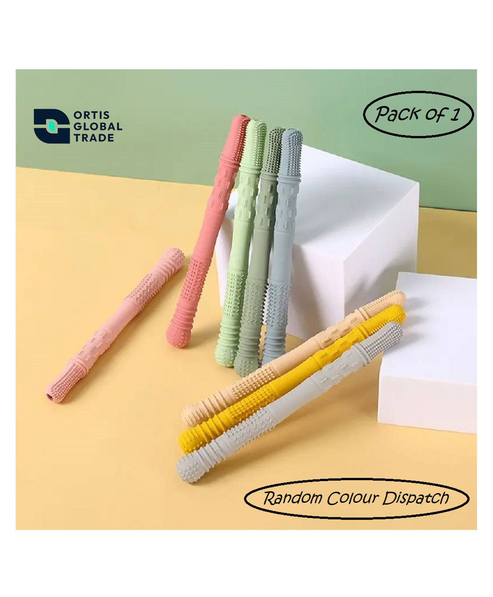 Ortis Baby Teething Teether Toys Soft Chew Straws (Color may vary )-image-32