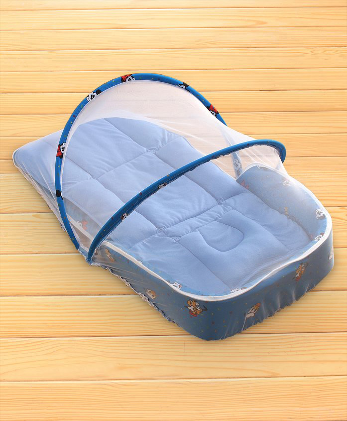 Disney by Baby Tales Portable Baby Bed with Mosquito Net Mickey Printed - Blue