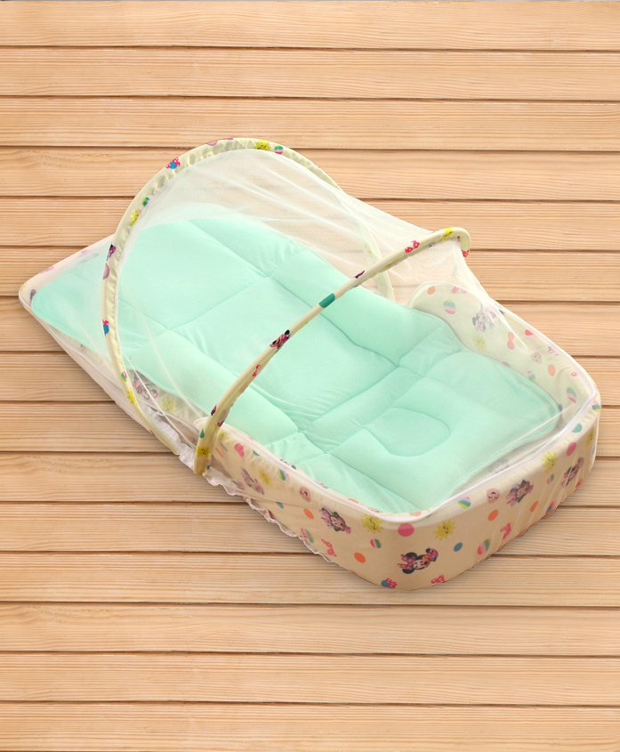 Disney by Baby Tales Portable Baby Bed with Mosquito Net Minnie Polka Dot Printed - Yellow-image-5