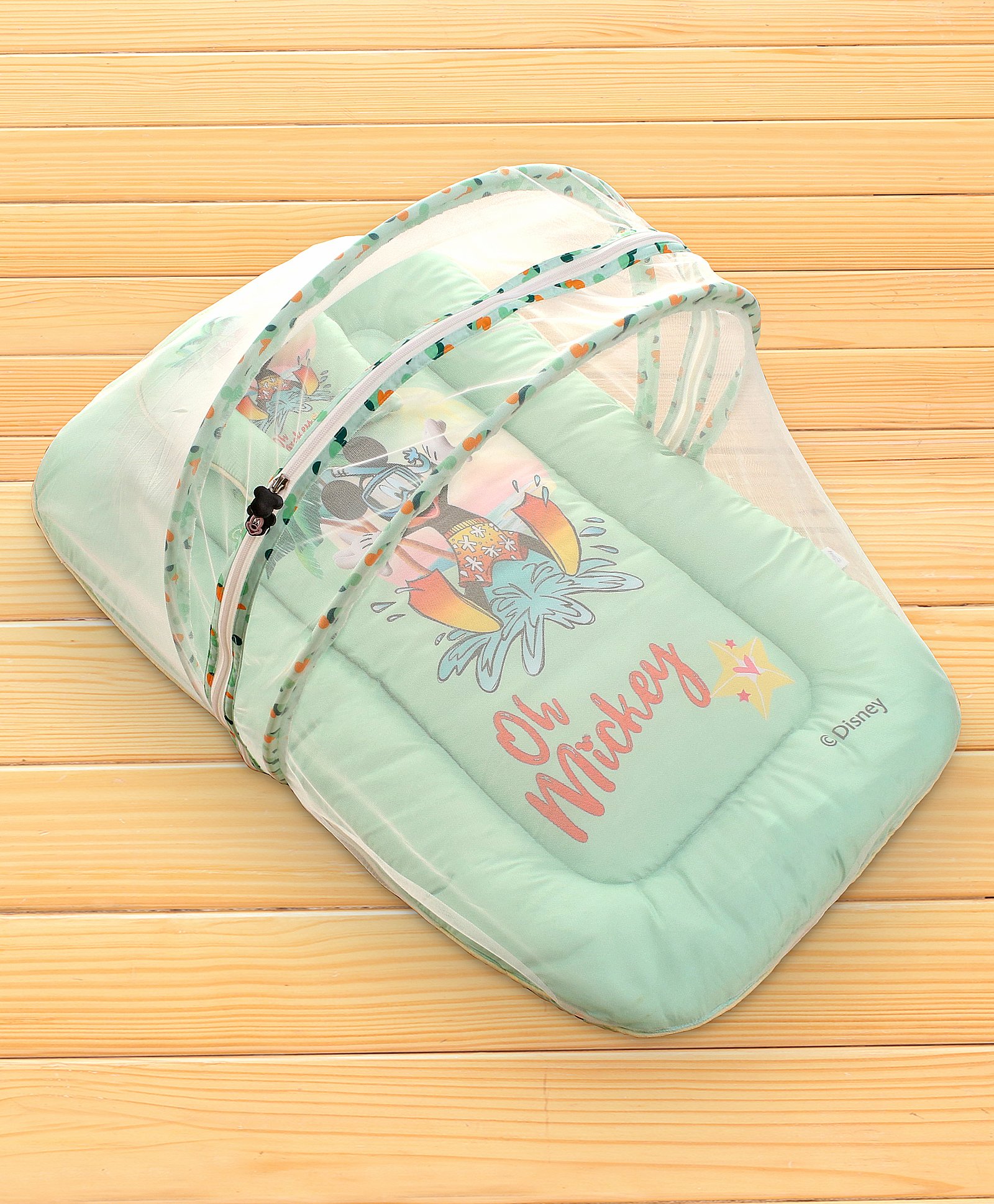 Disney by Baby Tales Summer Vacation Mickey Printed Baby Bedding With Mosquito Net - Pistachio-image-28