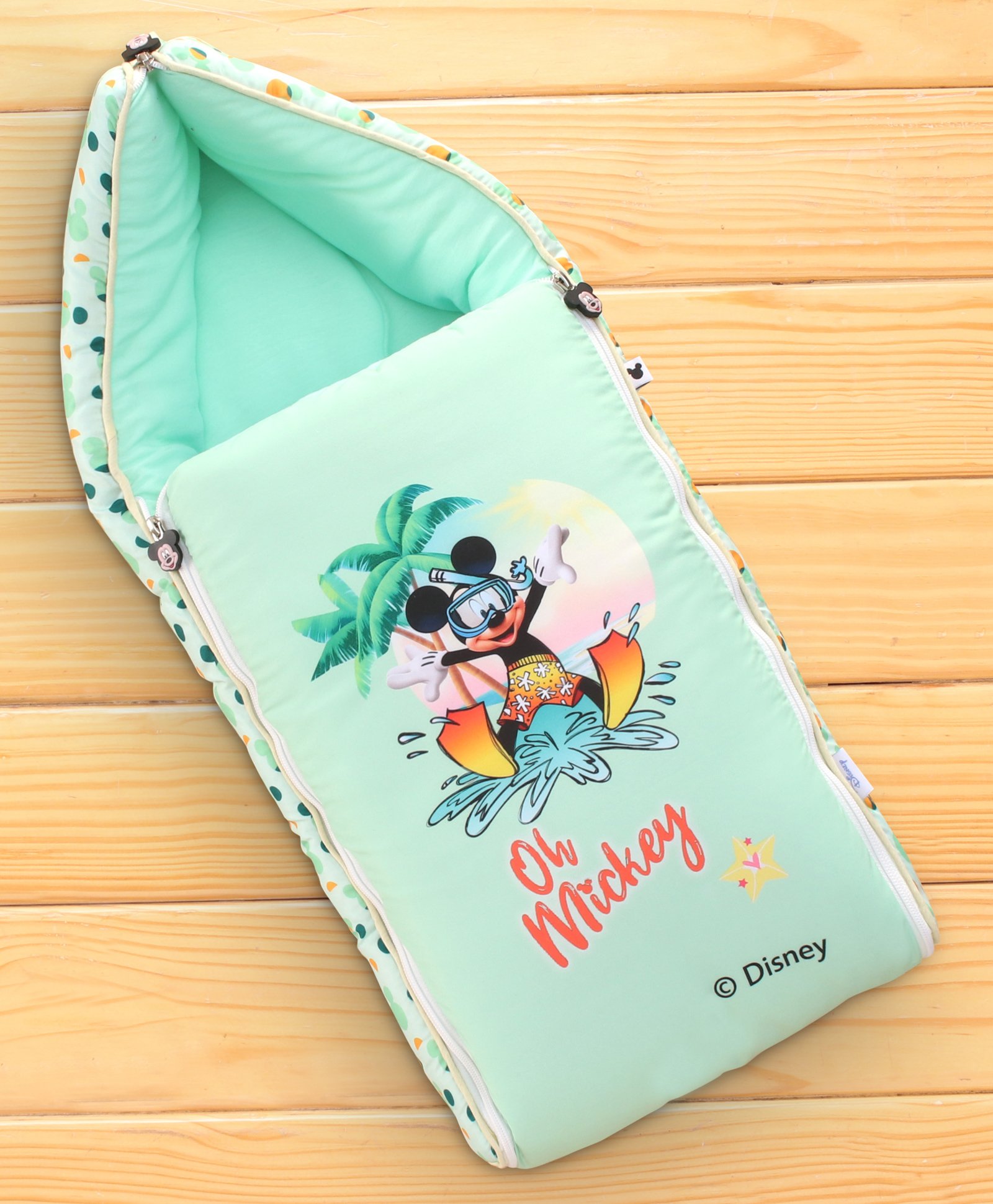 Disney by Baby Tales Sleeping Bag Cum Carry Nest With Summer Vacation Mickey Graphics - Light Green-image-13