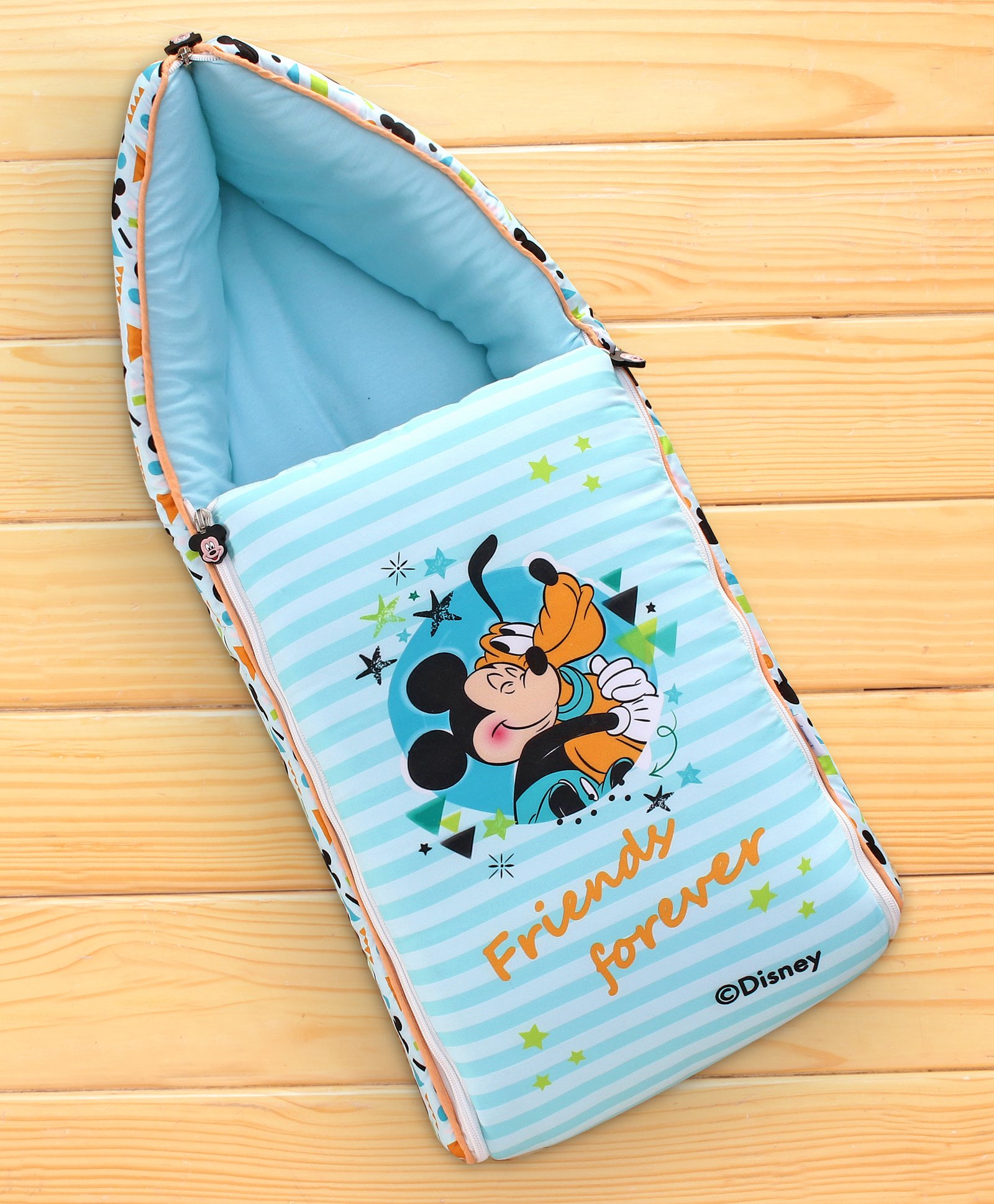 Disney by Baby Tales Sleeping Bag Cum Carry Nest With Pluto & Mickey Adorable Print- Turquoise-image-9