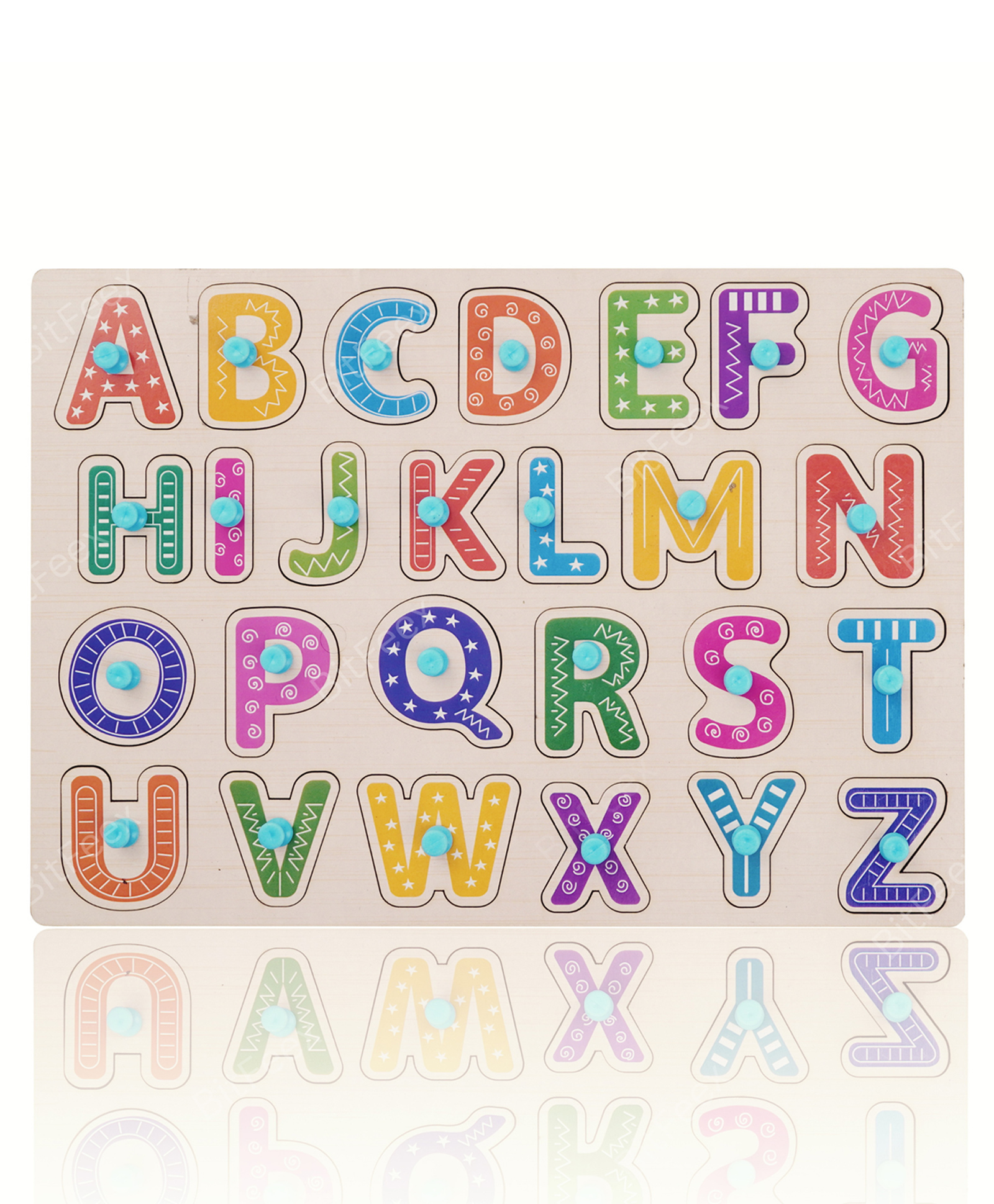 BitFeex Wooden Alphabet Puzzle with Pegs A to Z ABC Learning Board for Toddlers Montessori Educational Toy for Kids Age 2+ Early Literacy Development-Multicolor-image-7