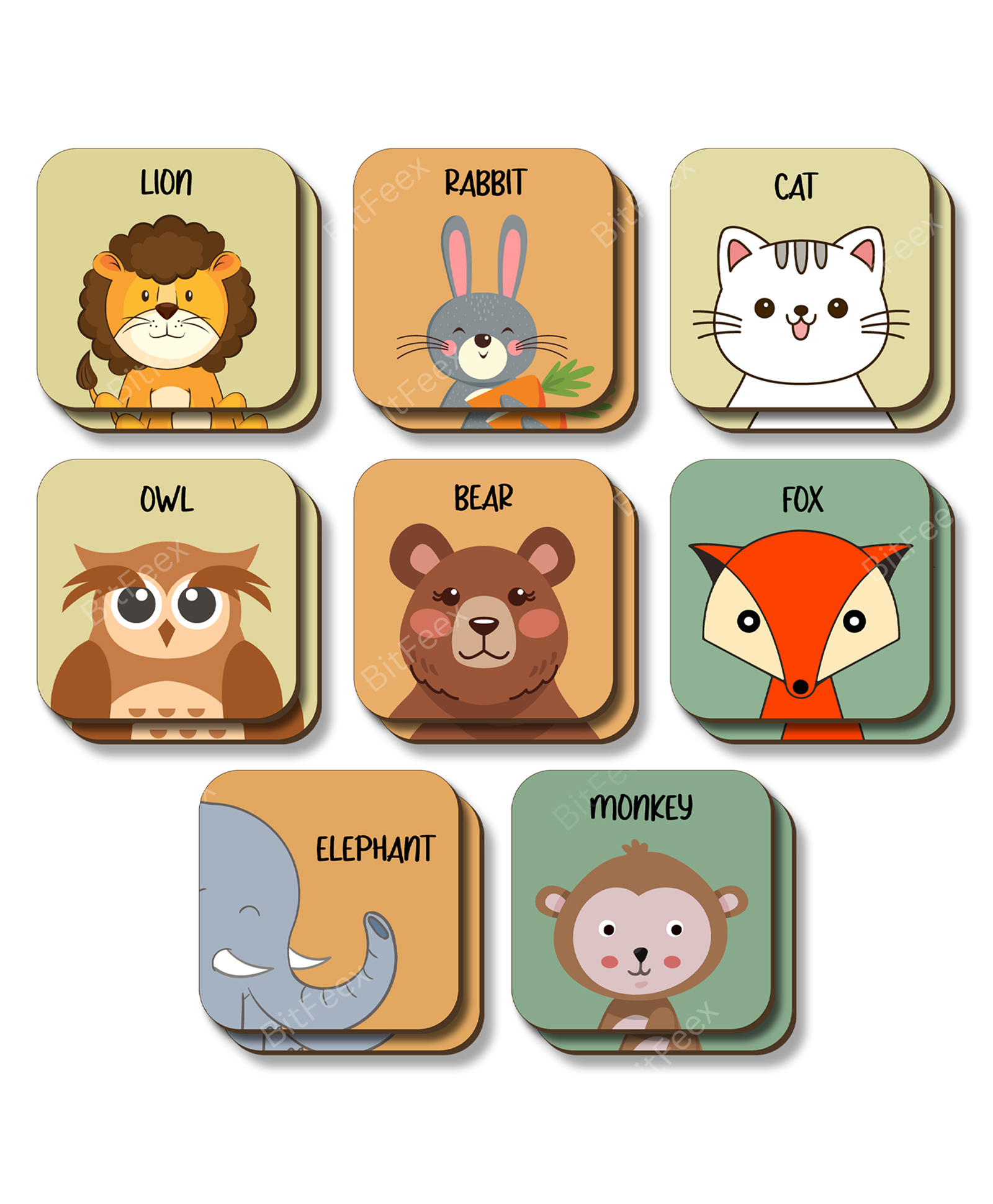 BitFeex Wooden Animal Memory Game for Kids Matching Block Game with Cute Animal Faces Early Learning Brain Development Toy for Toddlers & Preschoolers Educational Montessori Game Ages 3+-image-22