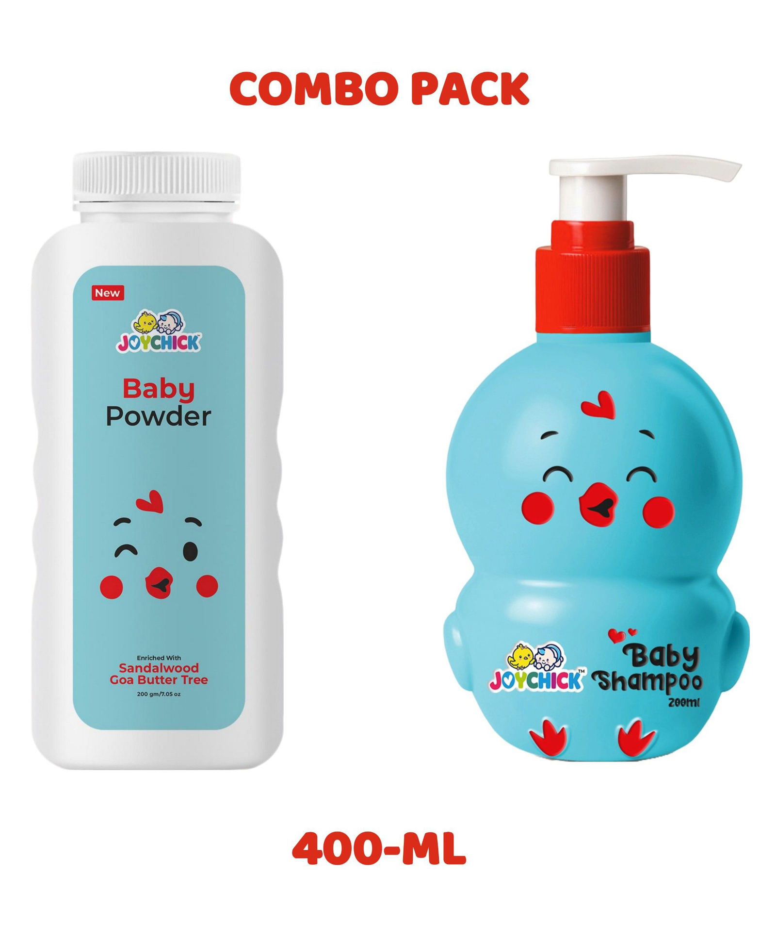 Joychick Baby Shampoo . Nourished with Aloe Vera to moisturize and protect and Chamomile 200ml & Joychick Baby Powder Nourished with calming Sandalwood and nourishing Goa Butter Tree Extract 200g-image-1
