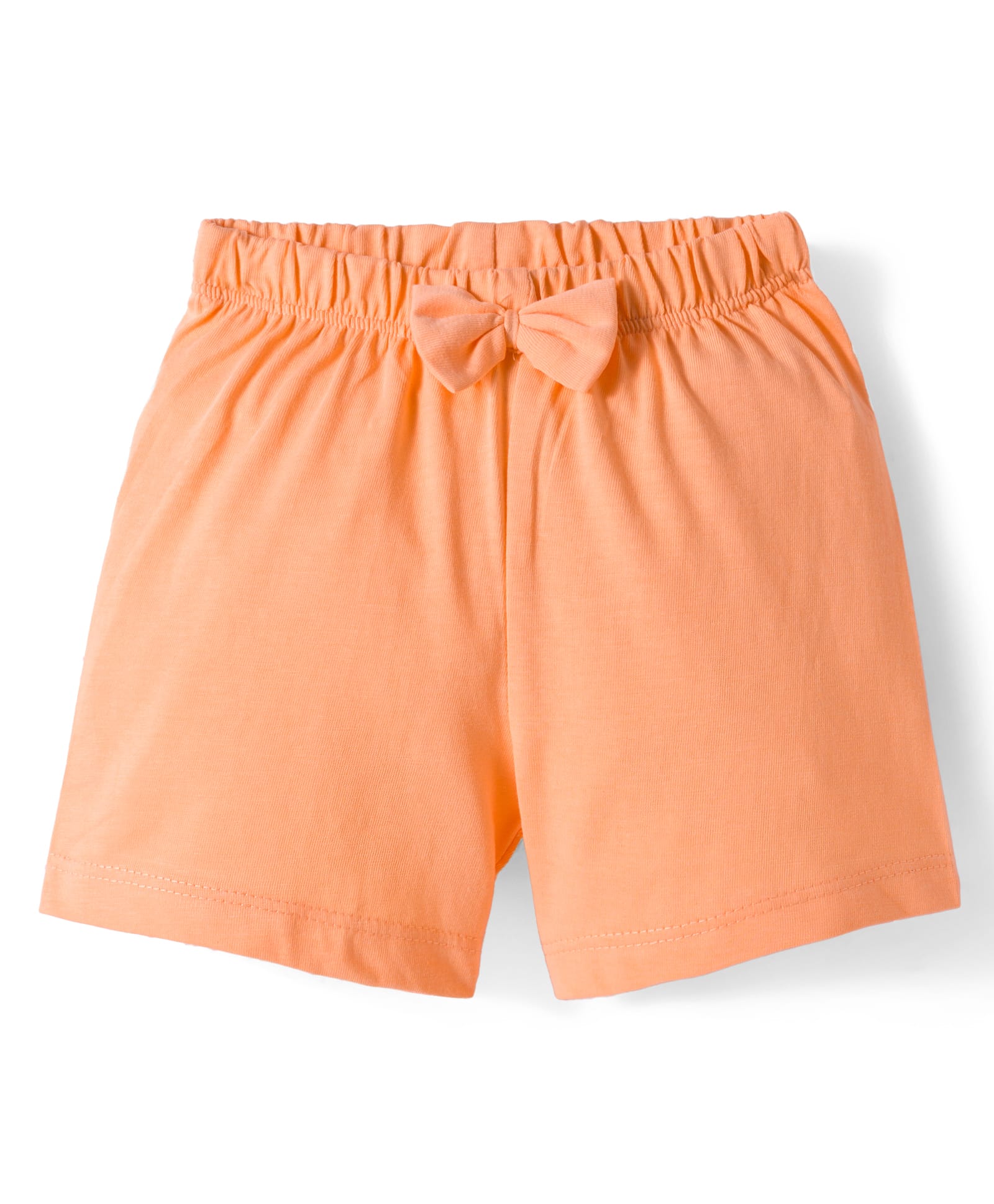 kookie kids india Kookie Kids Single Jersey Knit Solid Color Shorts with Bow Applique - Peach-picture-27