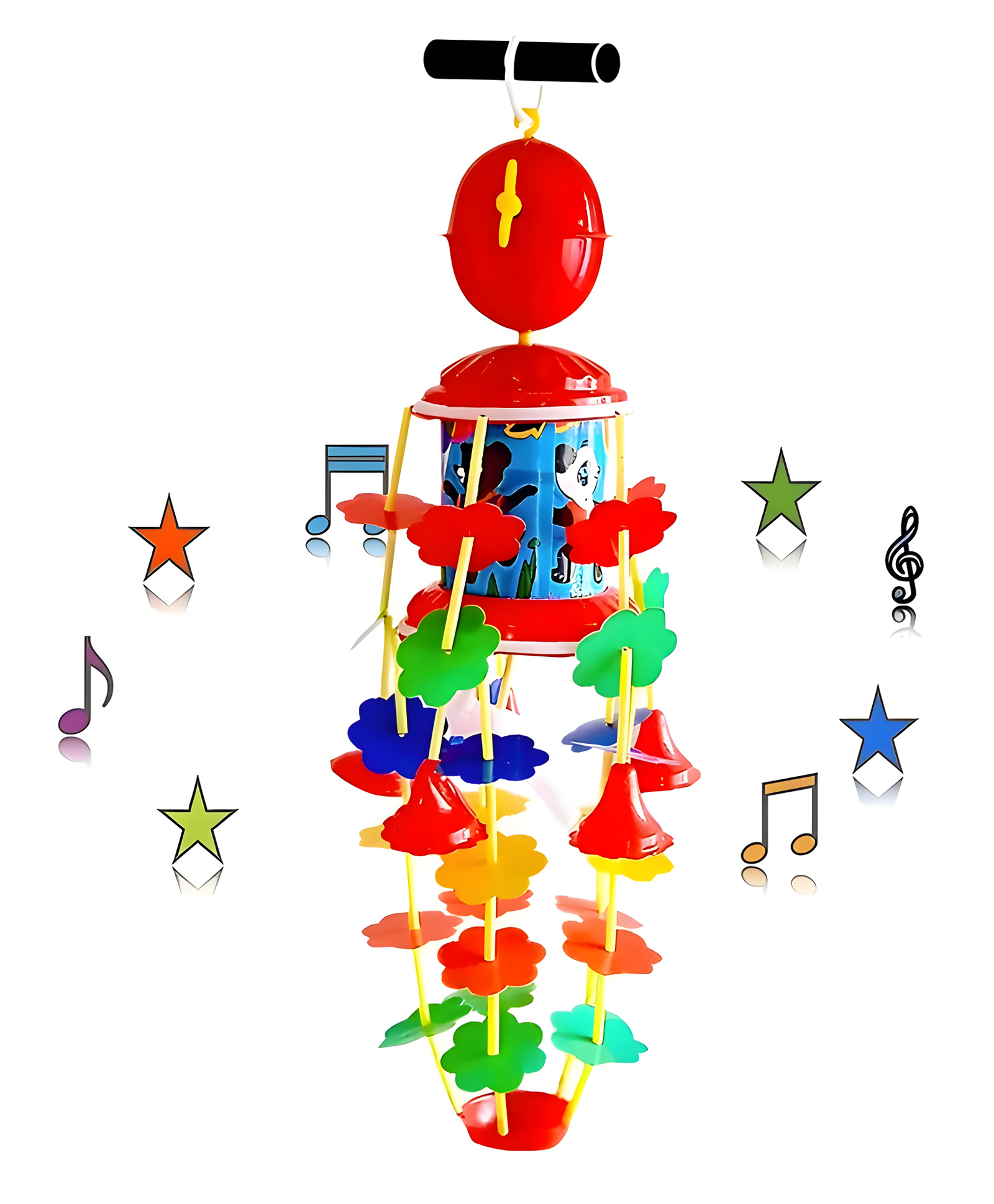 NEGOCIO Musical Toys Jhoomer Musical Merry Go Round Hanging Toy Key Mechanism With Soothing Music For Baby Kids (Color May Vary)