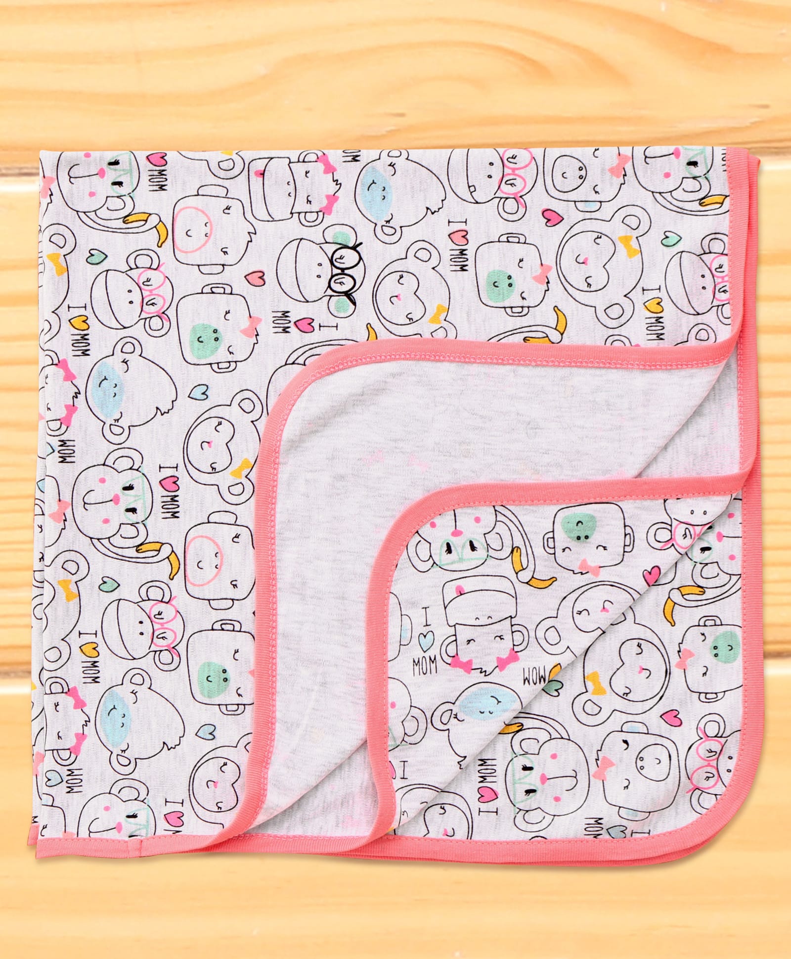 Pink Rabbit Interlock Knit Towel & Wrapper with Sport Theme Print L 81 x B 81 cm - Offwhite-image-40