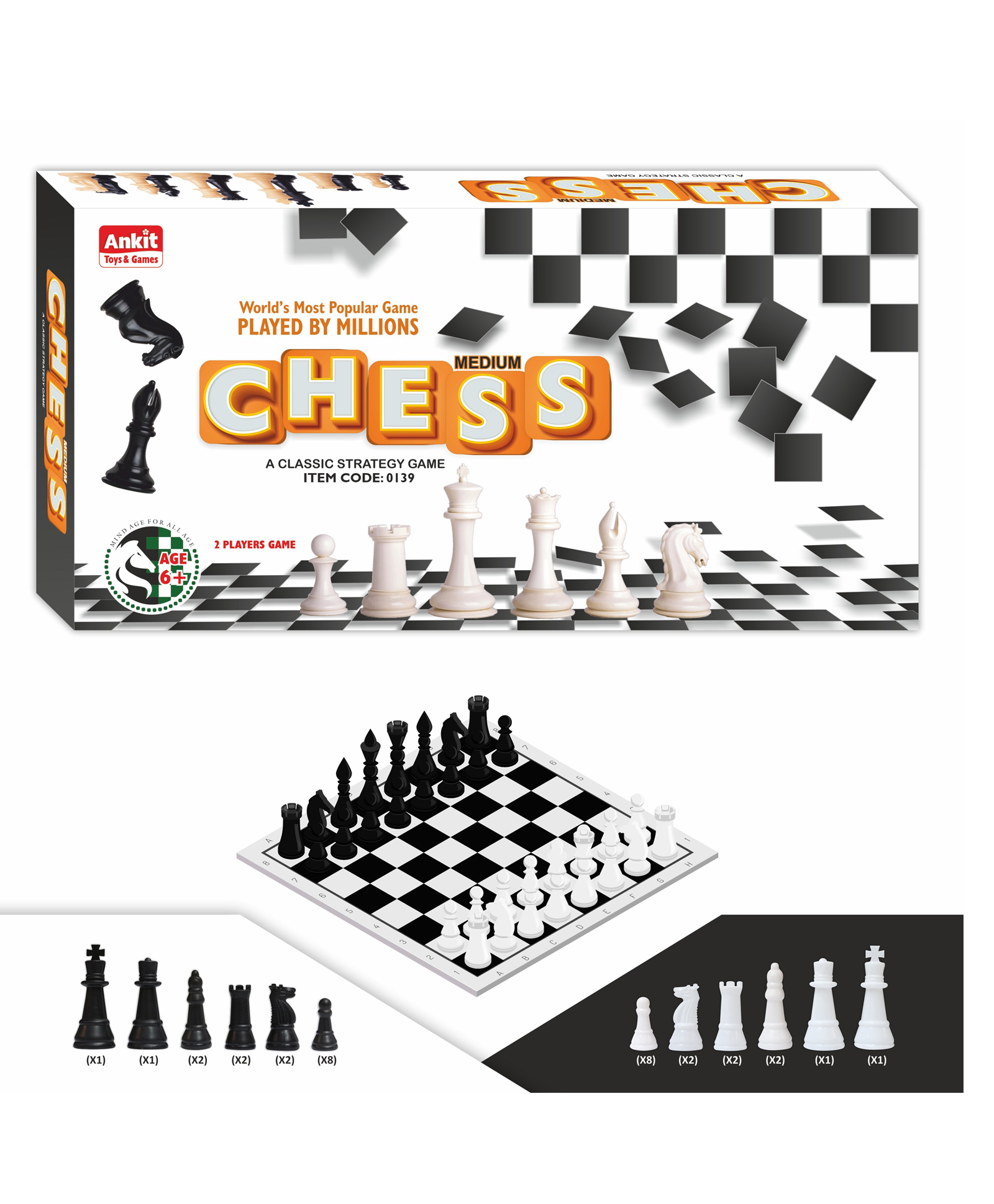 Ankit Toys & Games Chess Medium Board Game for Kids & Adults | Classic Medium Size Chess Set | Brain-Boosting Strategy Board Game | 2 Player Family Game | Fun Learning Chess Set for All Ages-image-28
