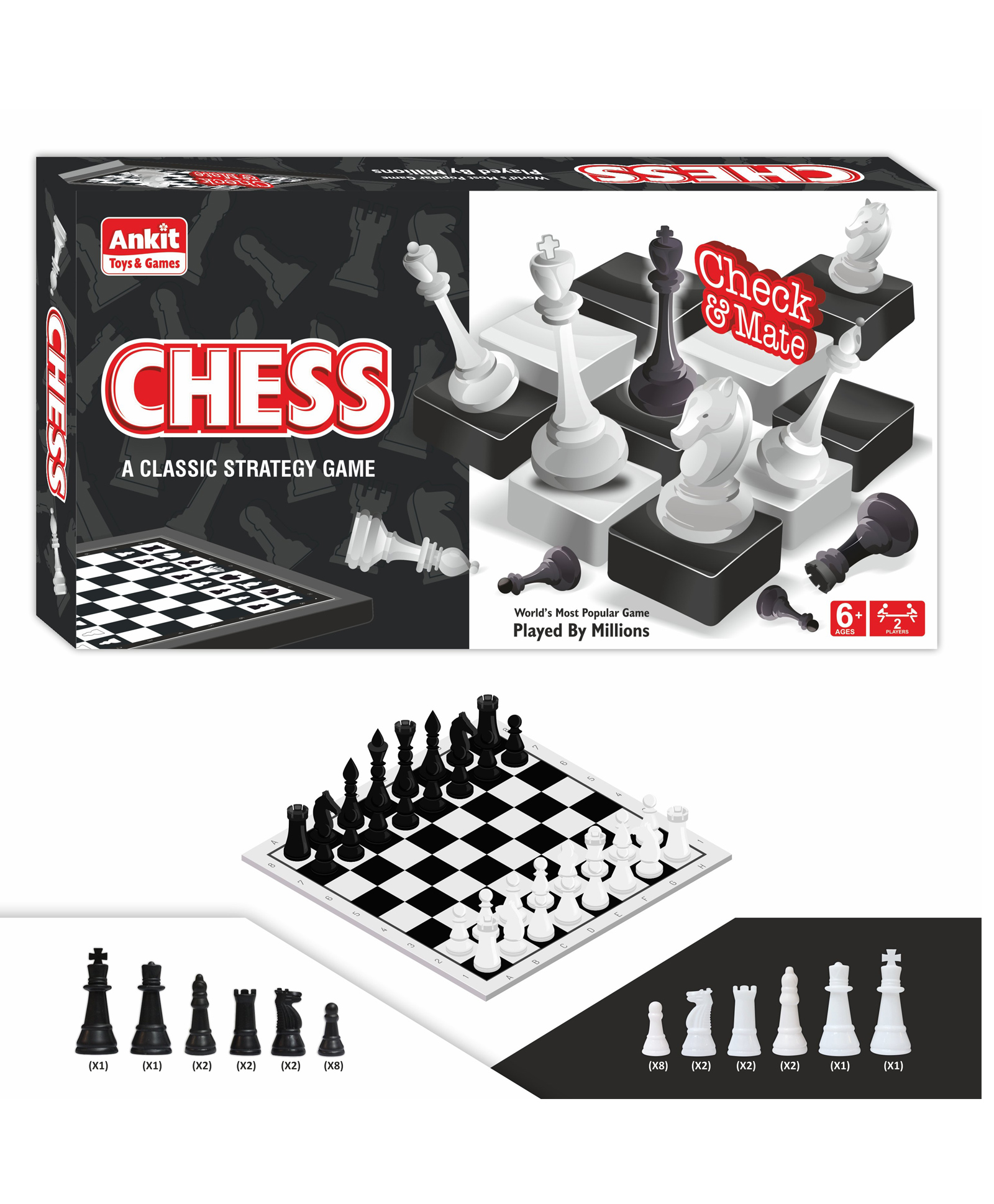 Ankit Toys & Games Classic Chess Pro Board Game Check & Mate Strategy Game for Kids & Adults, Brain Development, Fun Family Indoor Game (Ages 6+)-image-38