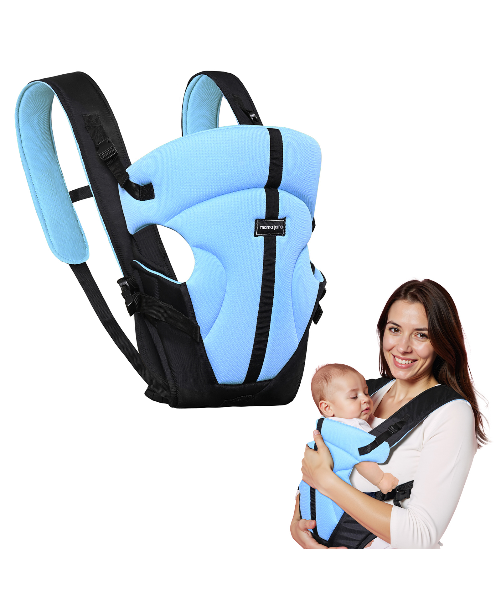 Mama Jama 4-IN-1 Ergonomic Baby Carrier (Blue and Black)-image-27