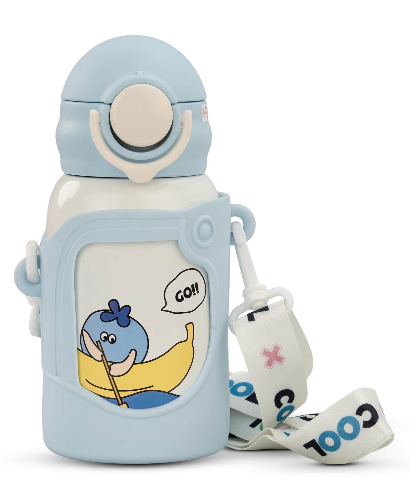 BAYBEE Splash Sipper Water Bottle for Kids | BPA Free Stainless Steel Insulated Water Bottle 500 ml | Zero Spill Sippy with Soft Silicone Straw & Pouch and Adjustable Strap for Baby &Toddlers (Blue)-image-49