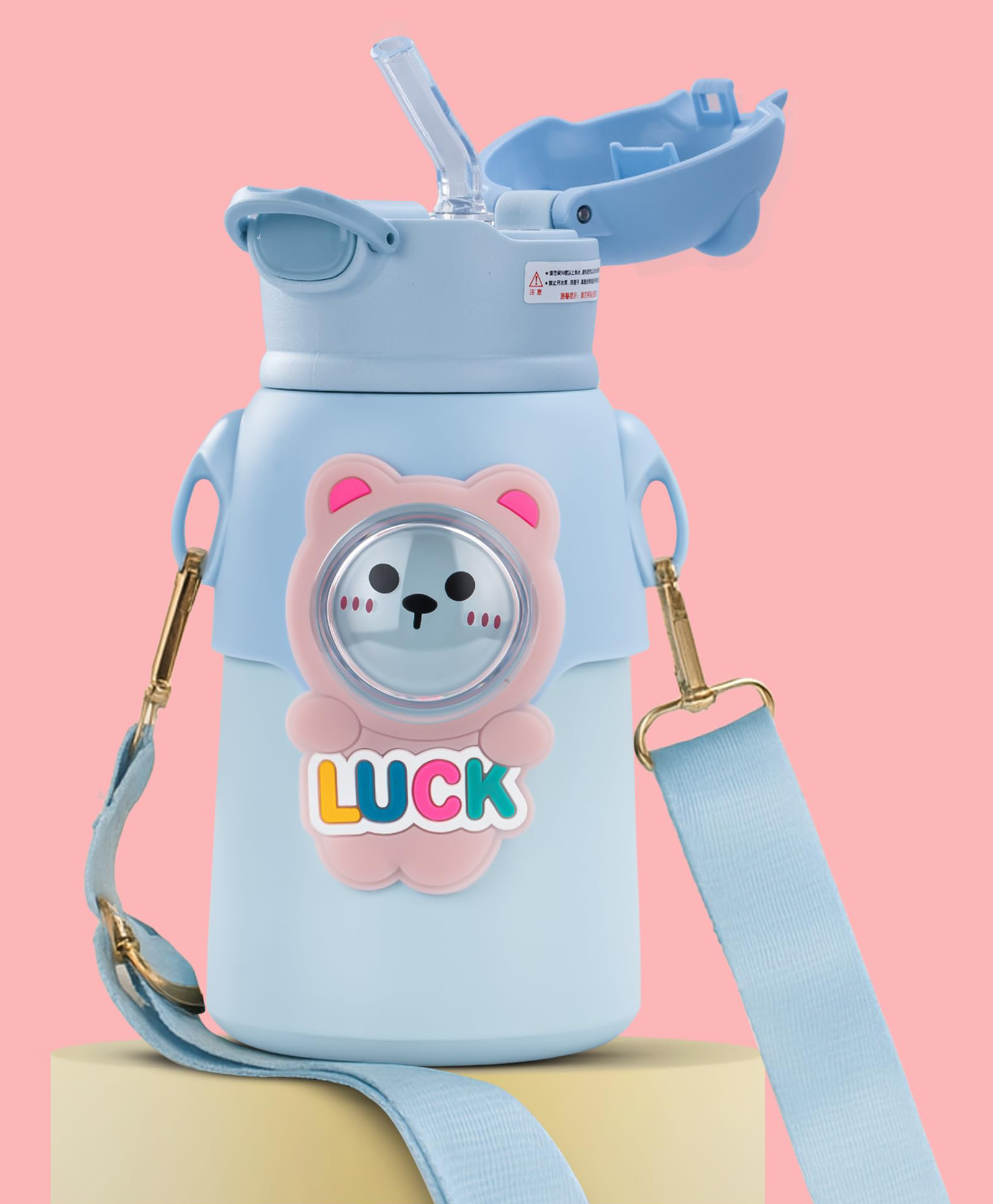 BAYBEE Cubby Baby Sipper Water Bottle for Kids | Insulated BPA Free Drinking Water Bottle with Premium Stainless Steel, Soft Silicone Straw | Leak Proof with Safe Lid & Strap 6+M (520ml, Bear Blue )-image-21