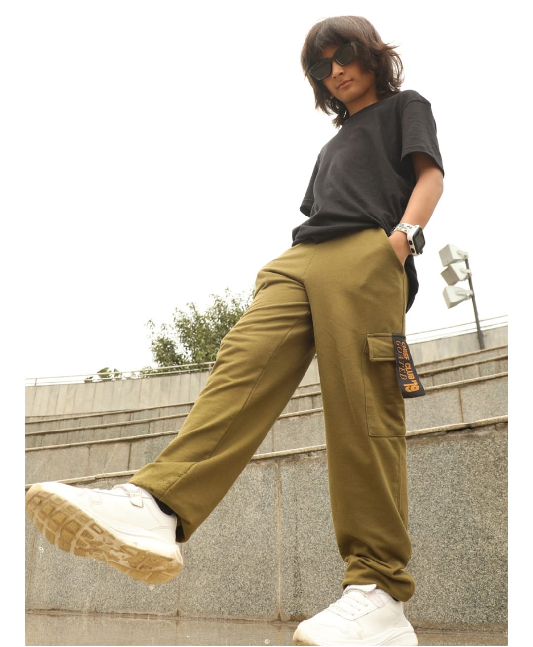 Nap Chief Pure Cotton Knit Solid Cargo Joggers - Green-picture-36