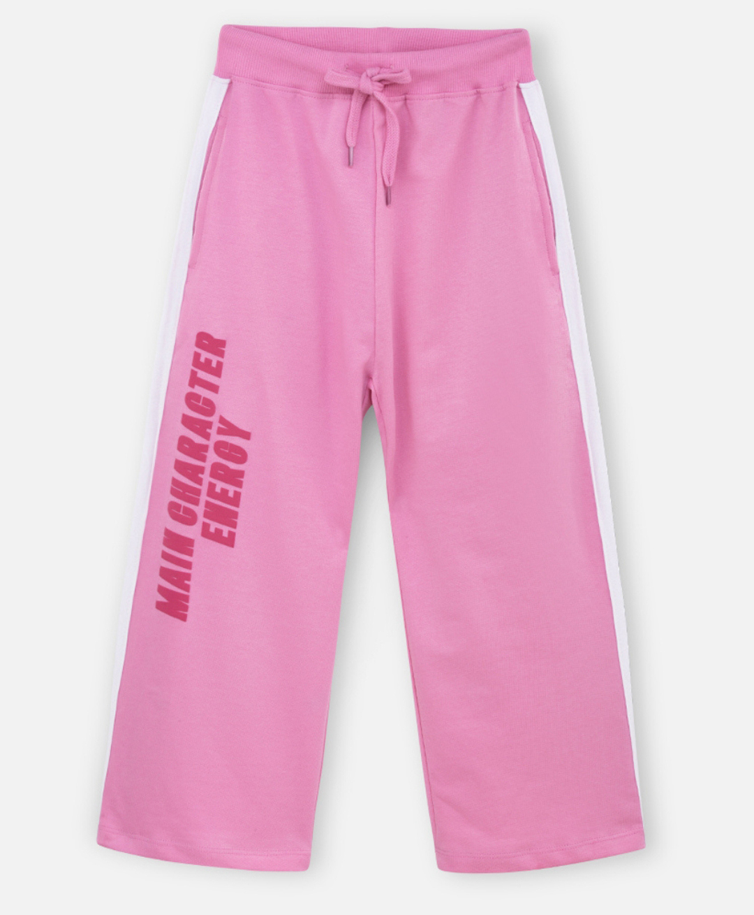 Nap Chief Pure Cotton Knit Main Character Energy Text Printed Side Taped Trousers - Pink-picture-29