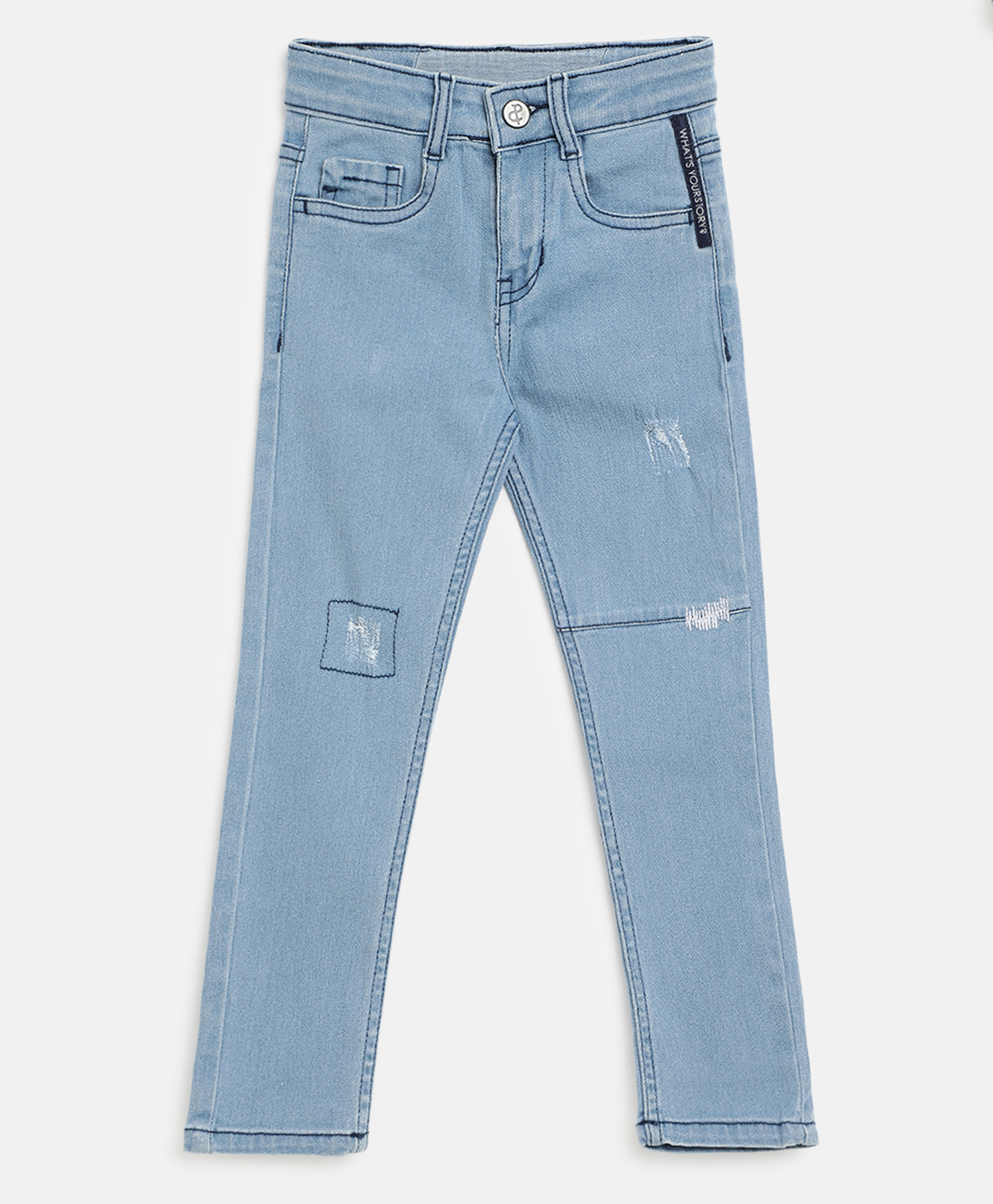 Tales & Stories Denim Woven Distressed Jeans - Light Blue-picture-11