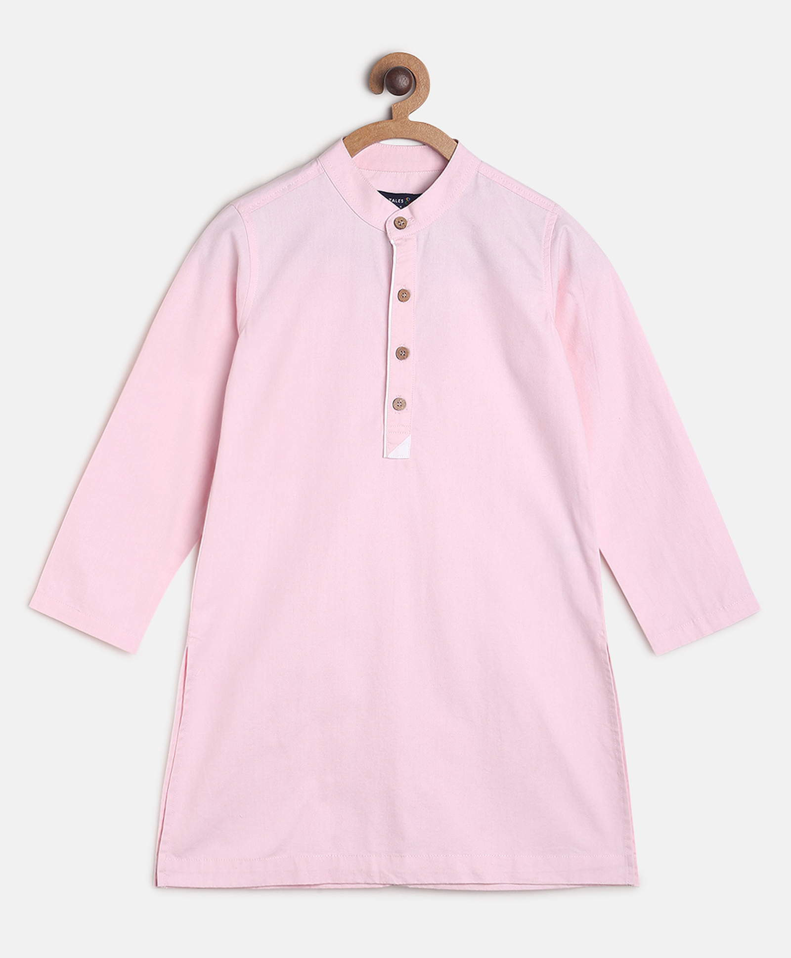 Tales & Stories Cotton Woven Full Sleeves Solid Kurta - Pink-picture-20