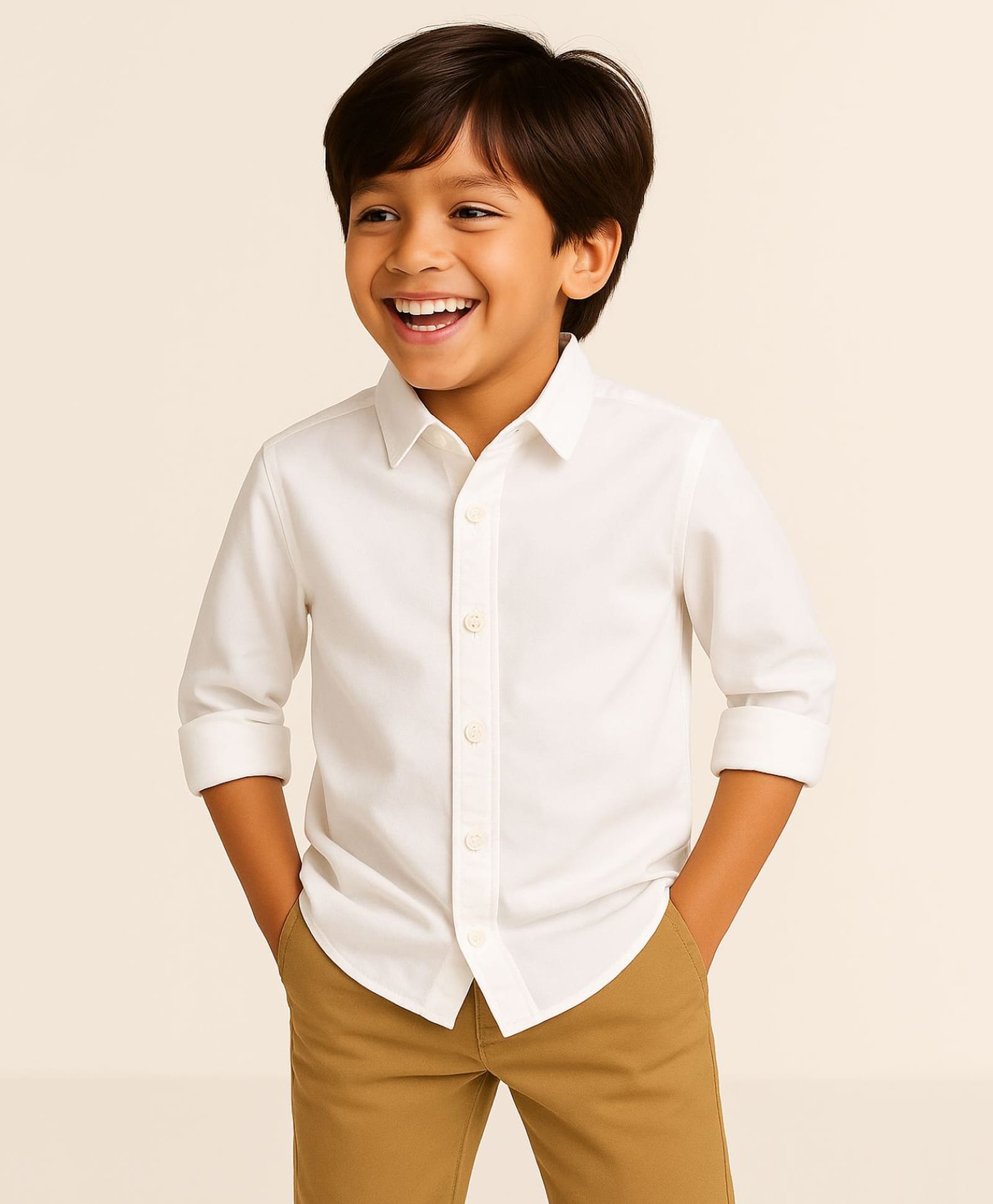 Tales & Stories Cotton Woven Full Sleeves Solid Shirt - White-picture-24