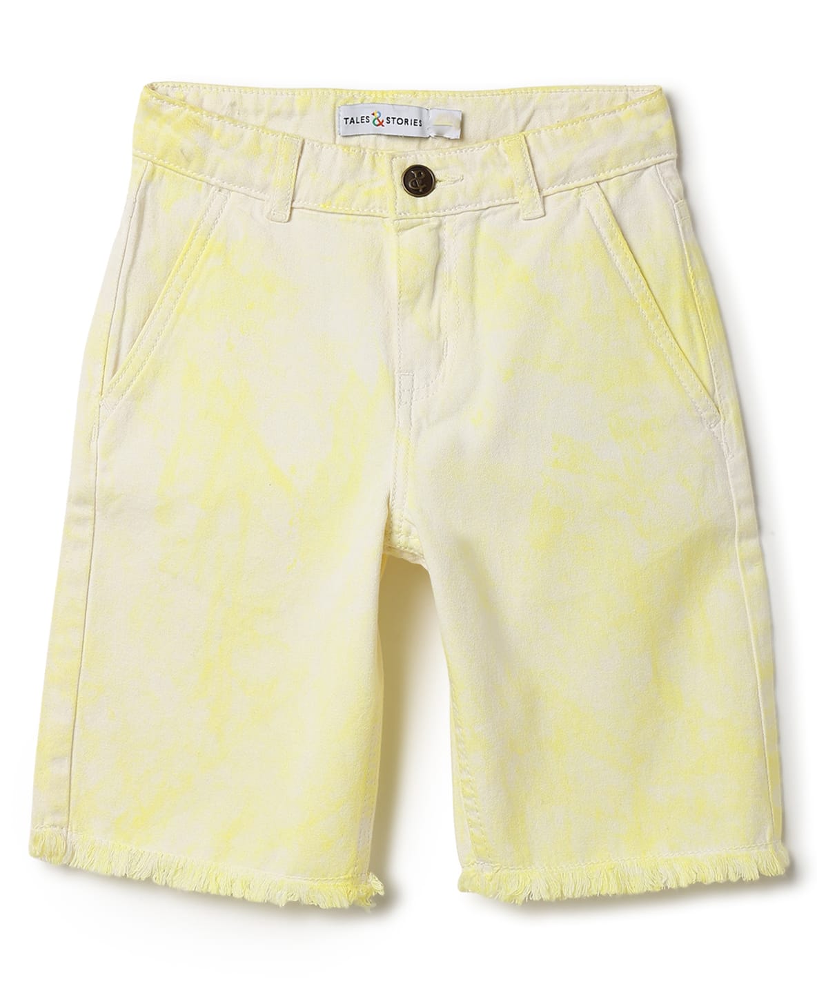 Tales & Stories Cotton Woven Tie Dye Shorts - Yellow-picture-12