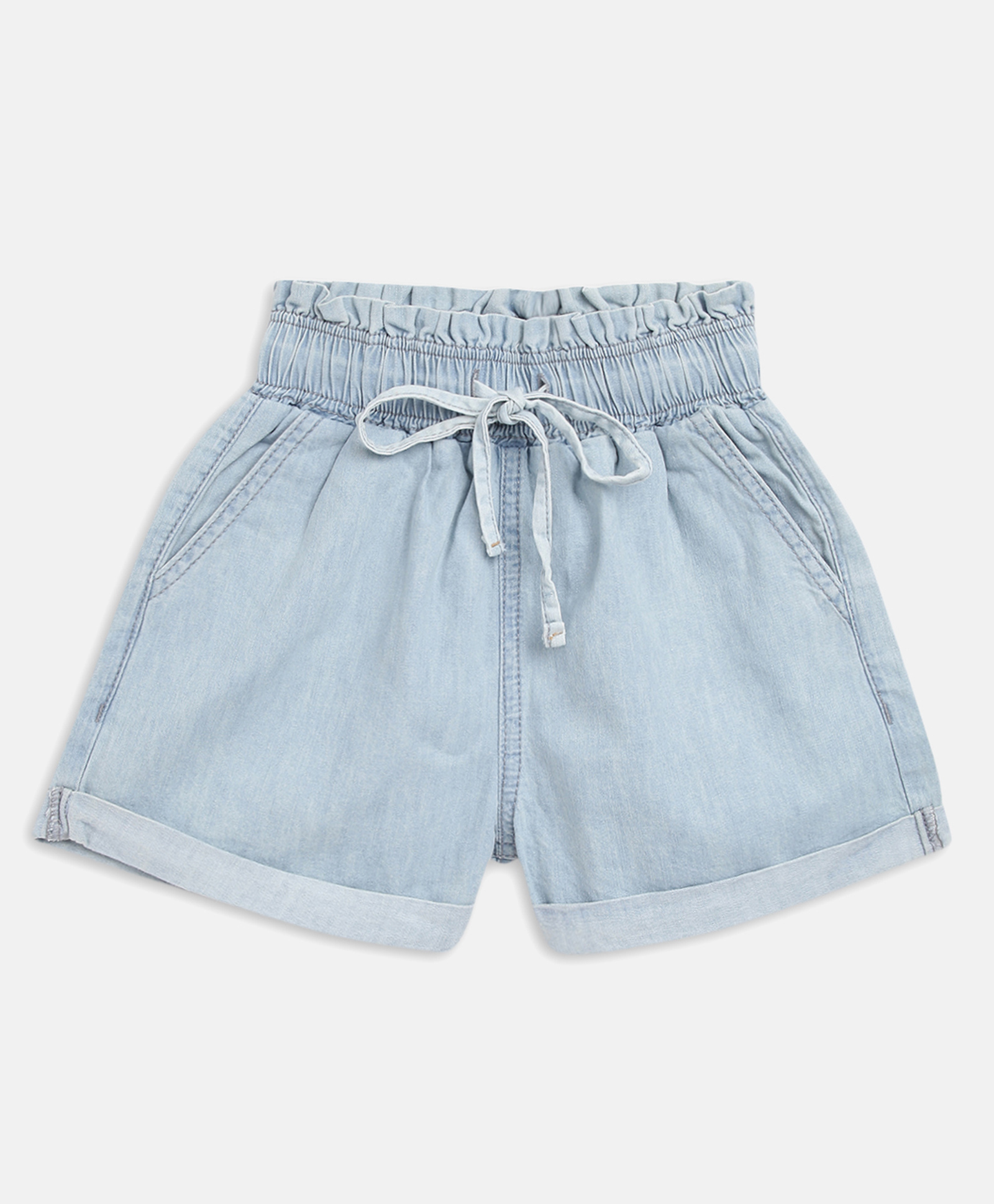 Tales & Stories Cotton Woven Solid Shorts - Light Blue-picture-31