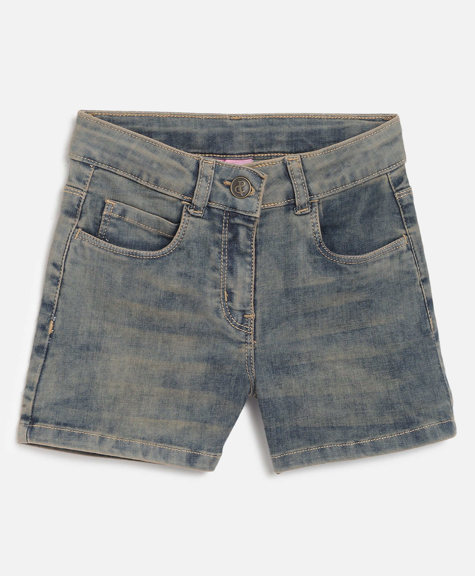 Tales & Stories Denim Woven Washed Shorts - Khaki Tint-picture-29