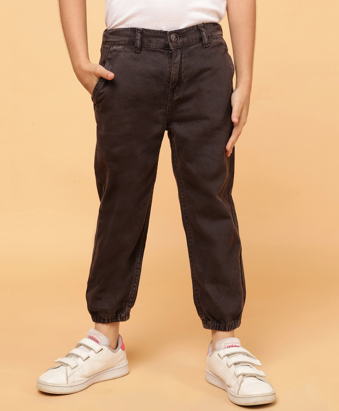 Tales & Stories Denim Woven Solid Jeans - Brown-picture-12