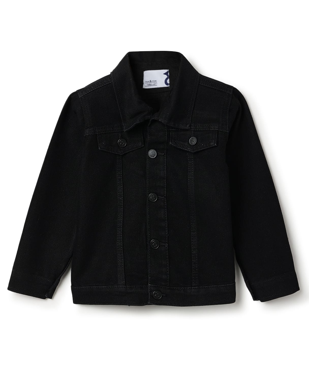 Tales & Stories Denim Woven Full Sleeves Solid Jacket - Black