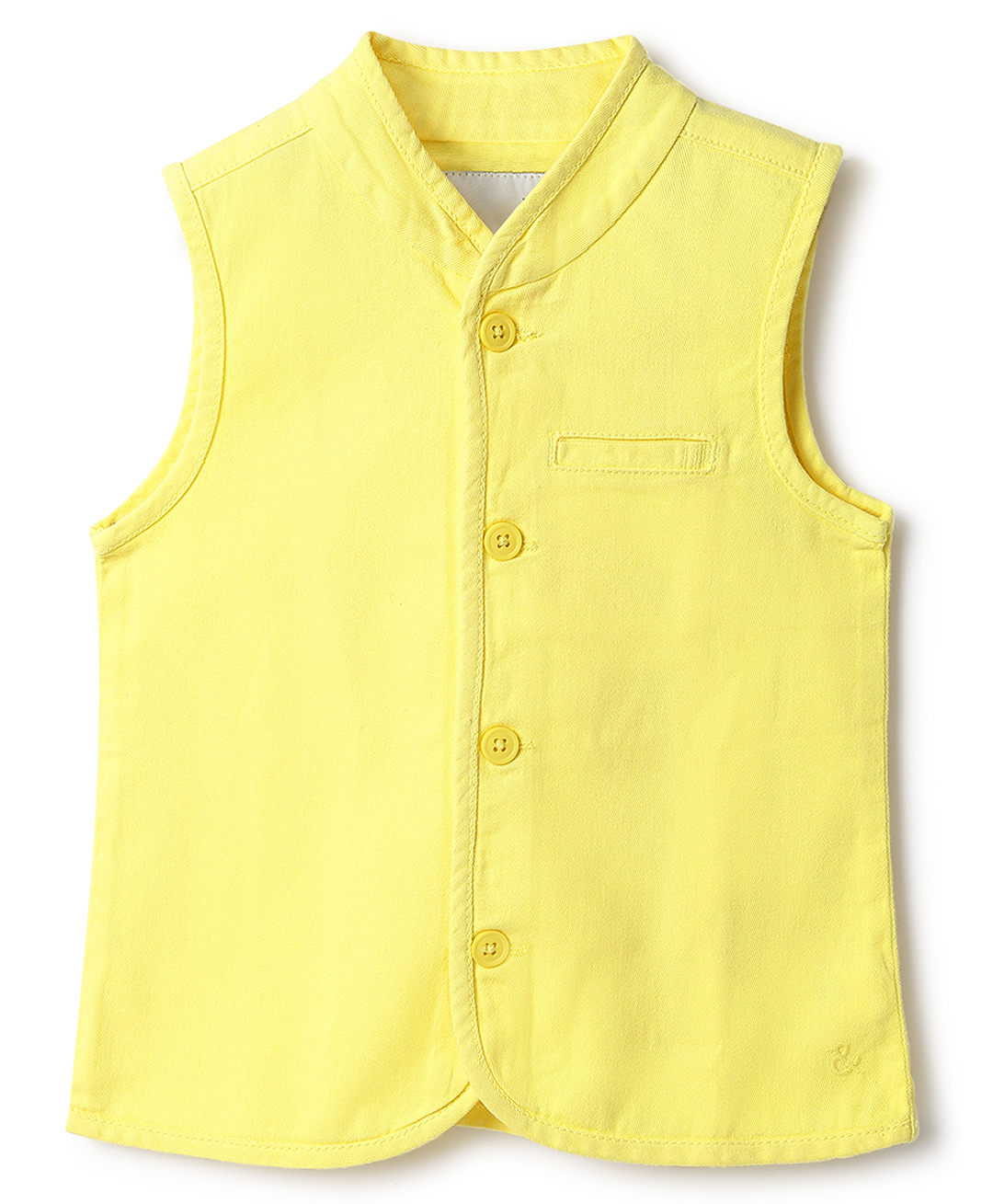 Tales & Stories Cotton Woven Sleeveless Solid Waistcoat - Yellow-picture-39