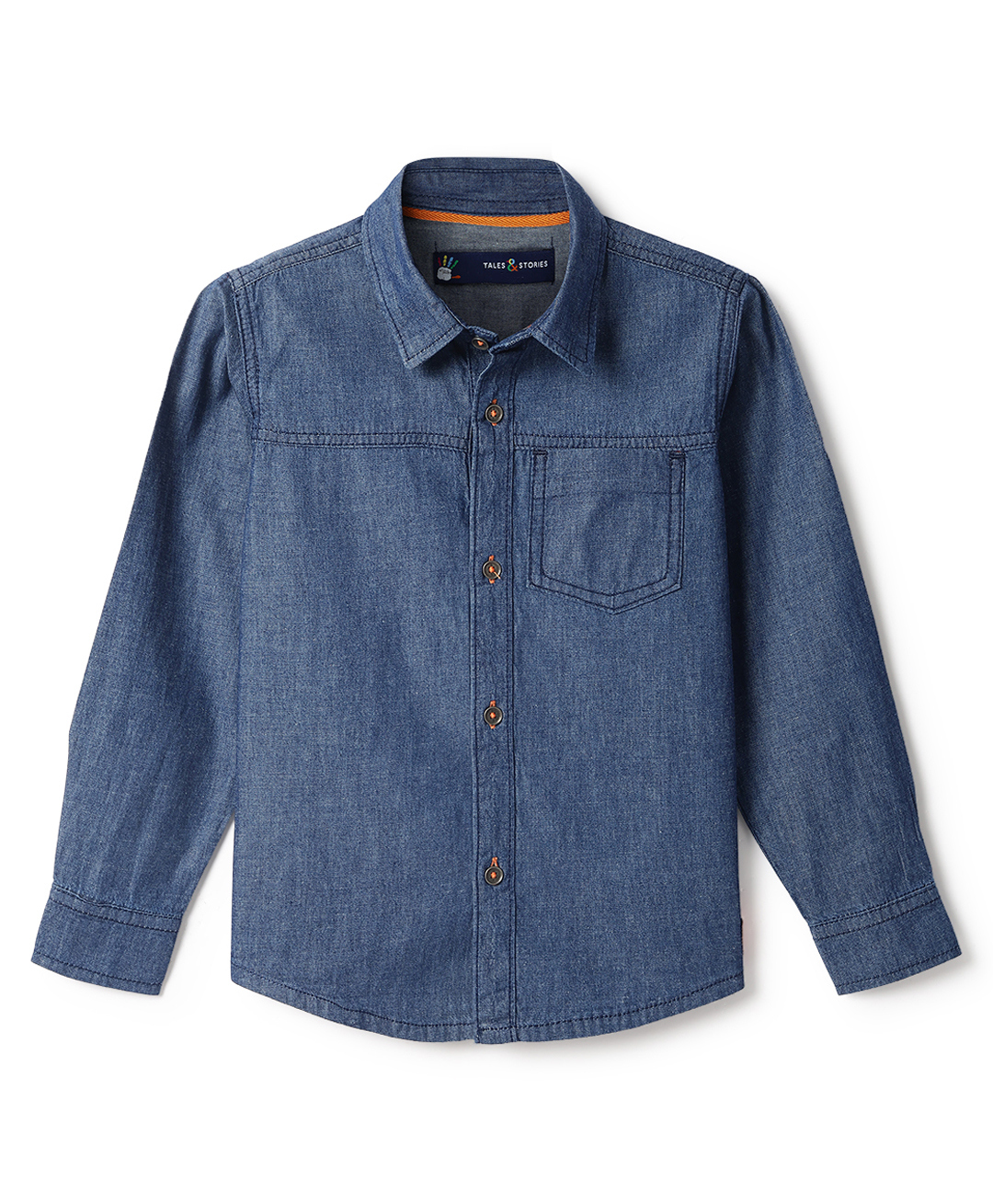 Tales & Stories Cotton Woven Full Sleeves Solid Shirt - Blue-picture-28